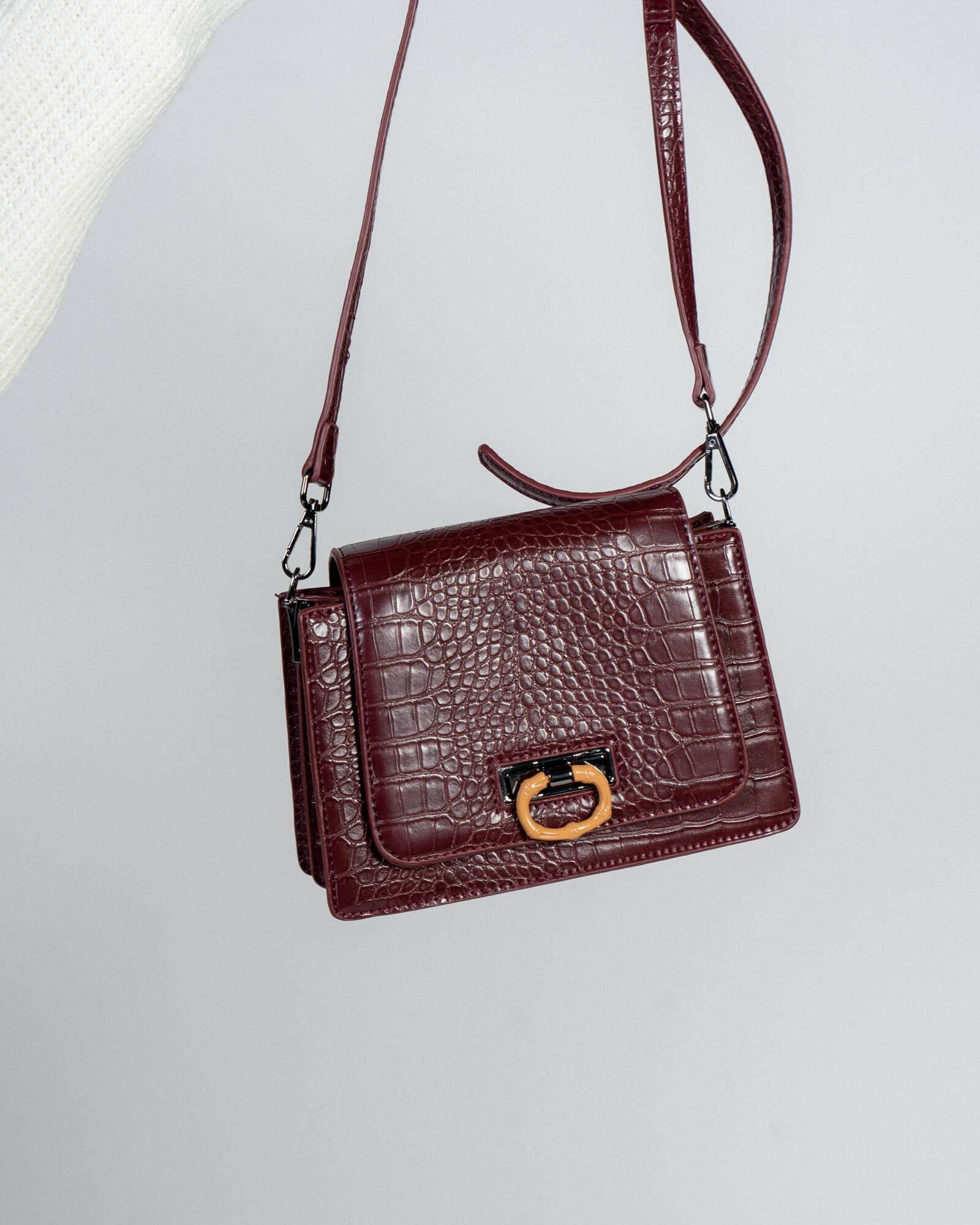 Borsa stampa coccodrillo - Bordeaux - CVG Gold