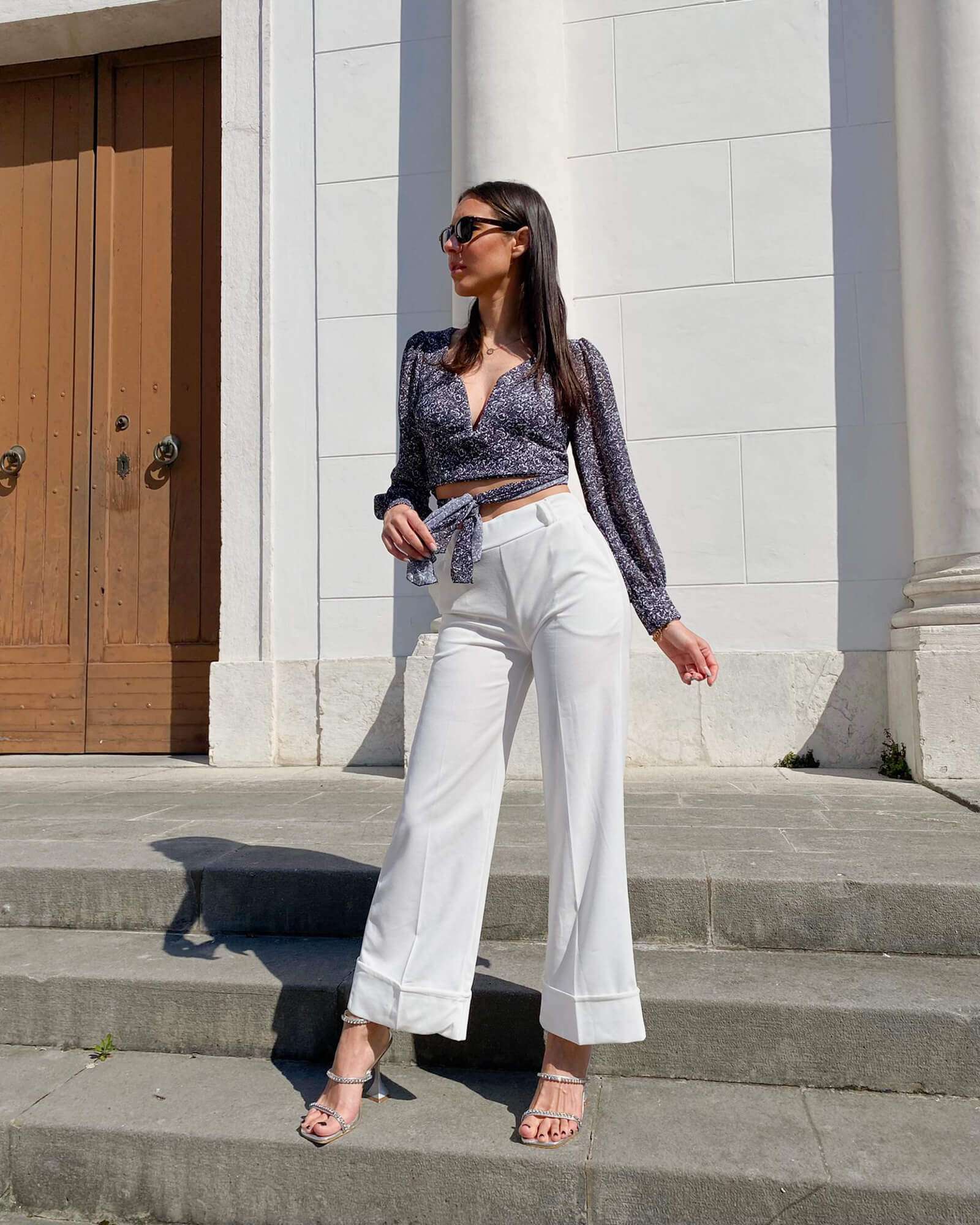 Pantaloni palazzo con risvolto cucito - CVG Gold