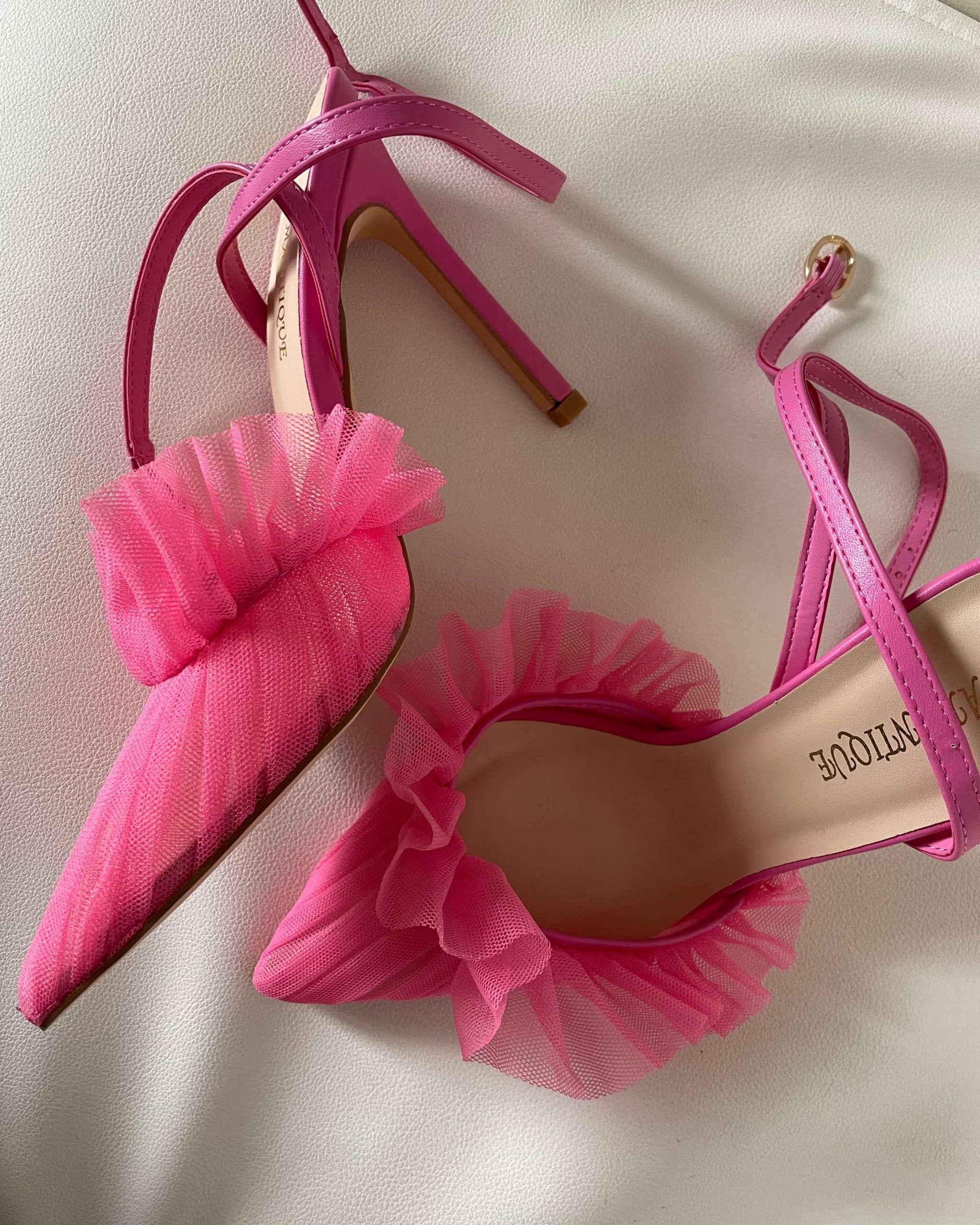 Decolleté a punta con inserto in tulle arricciato sul davanti FUCSIA - CVG  Gold