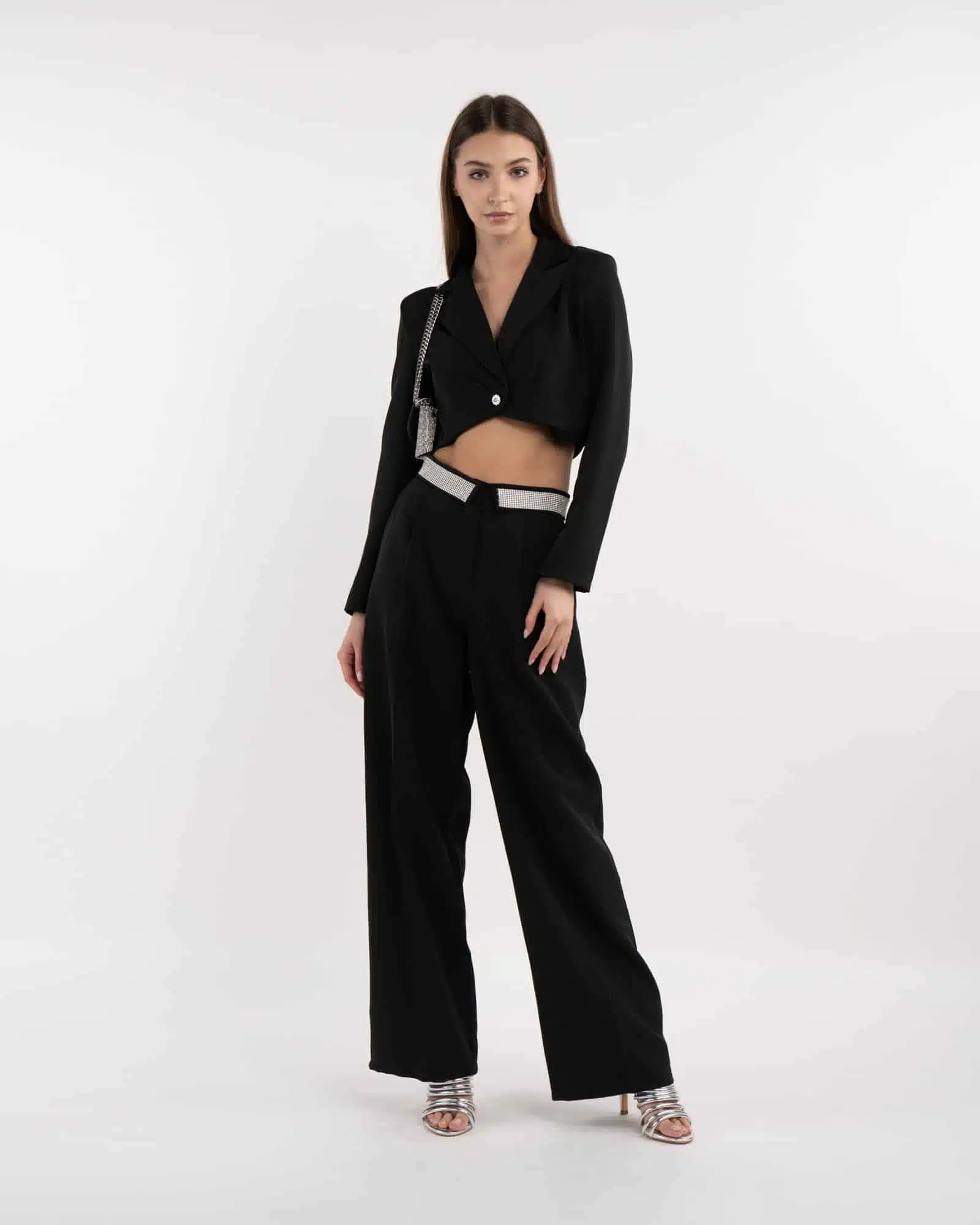 pantalone nero a palazzo CVG Gold