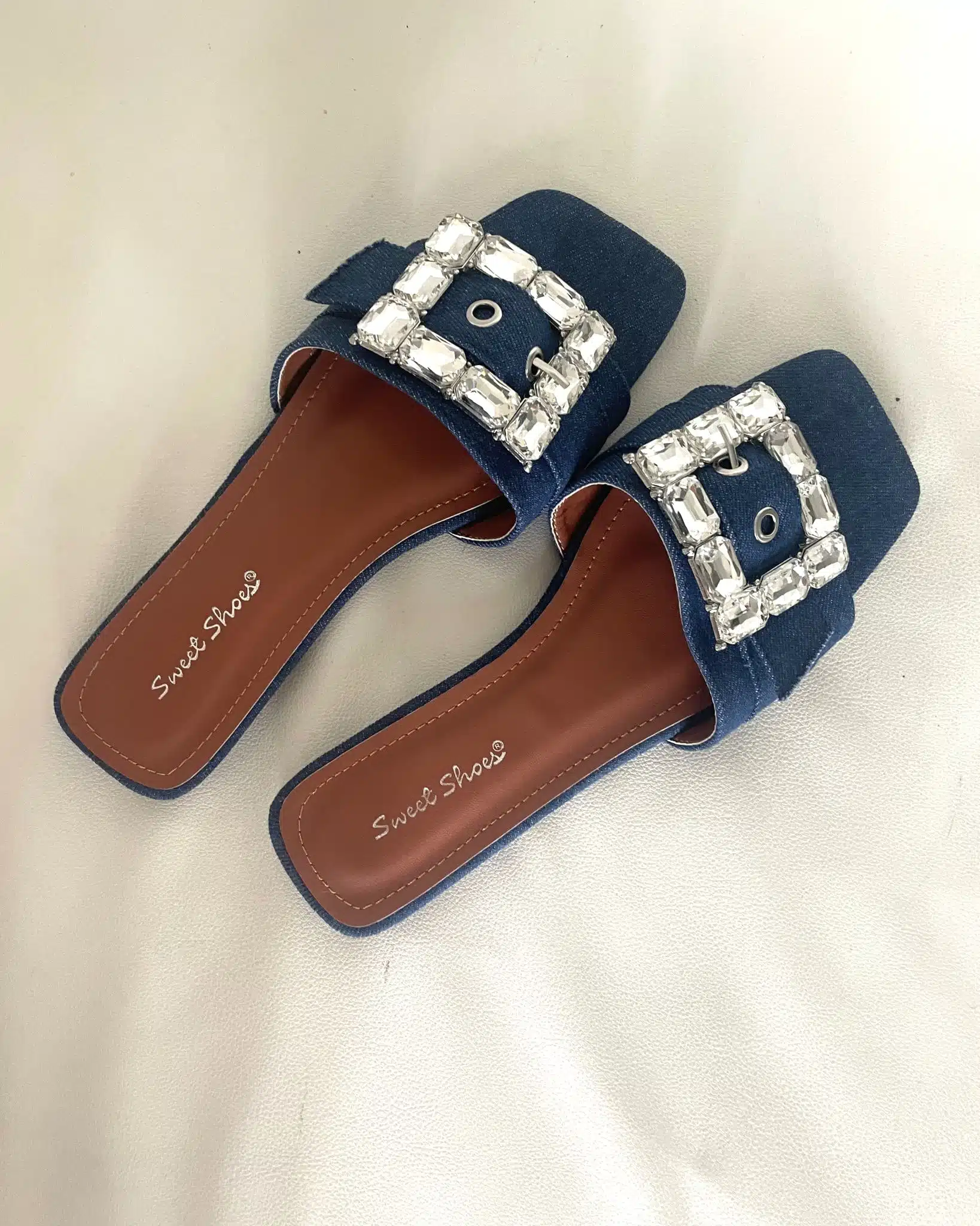 ciabattina con gioiello denim scuro