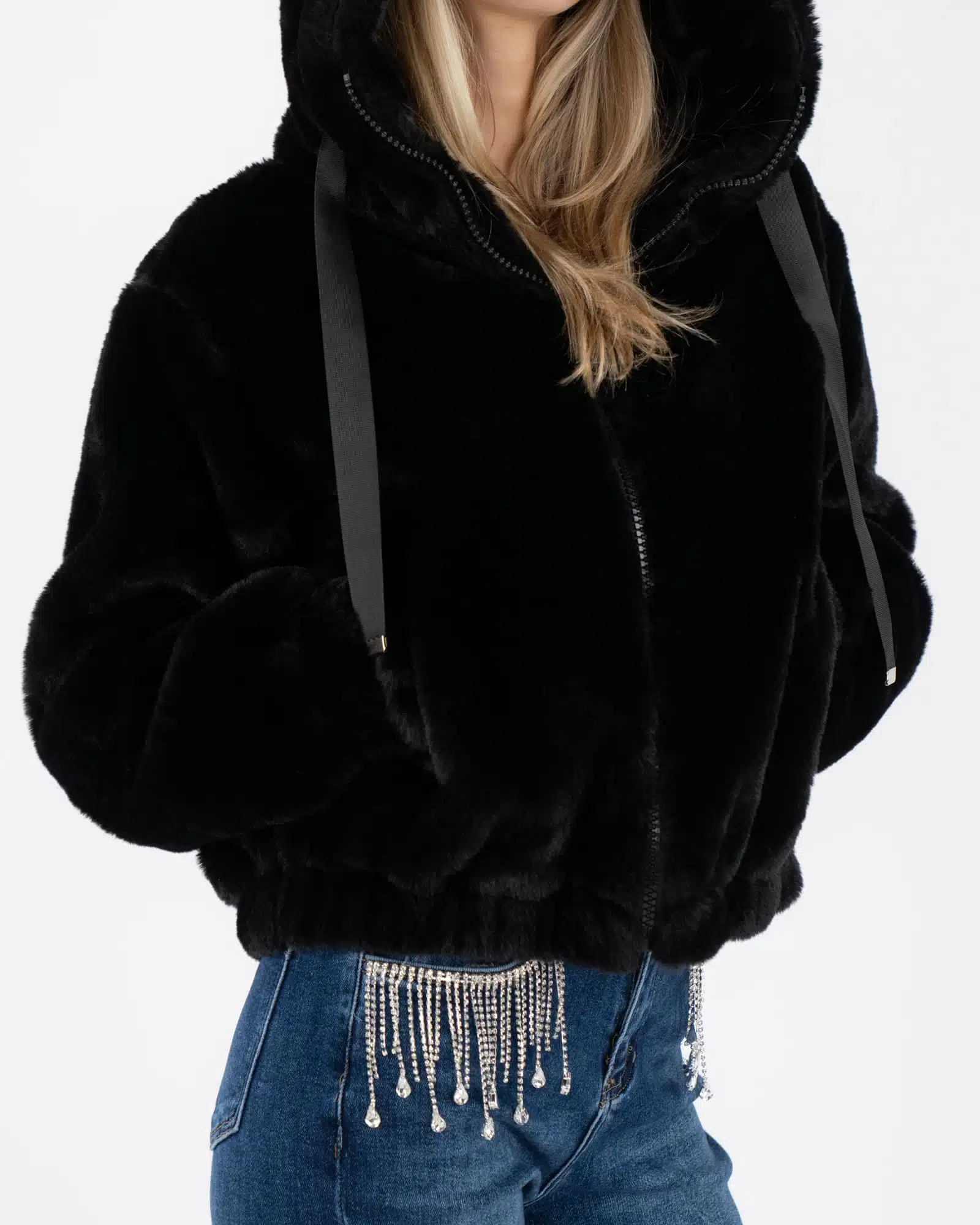 Giacca Felpa Donna RED By EMP: Nera Con Cappuccio E Imbottitura Teddy, Morbida E Calda, Taglia XXL