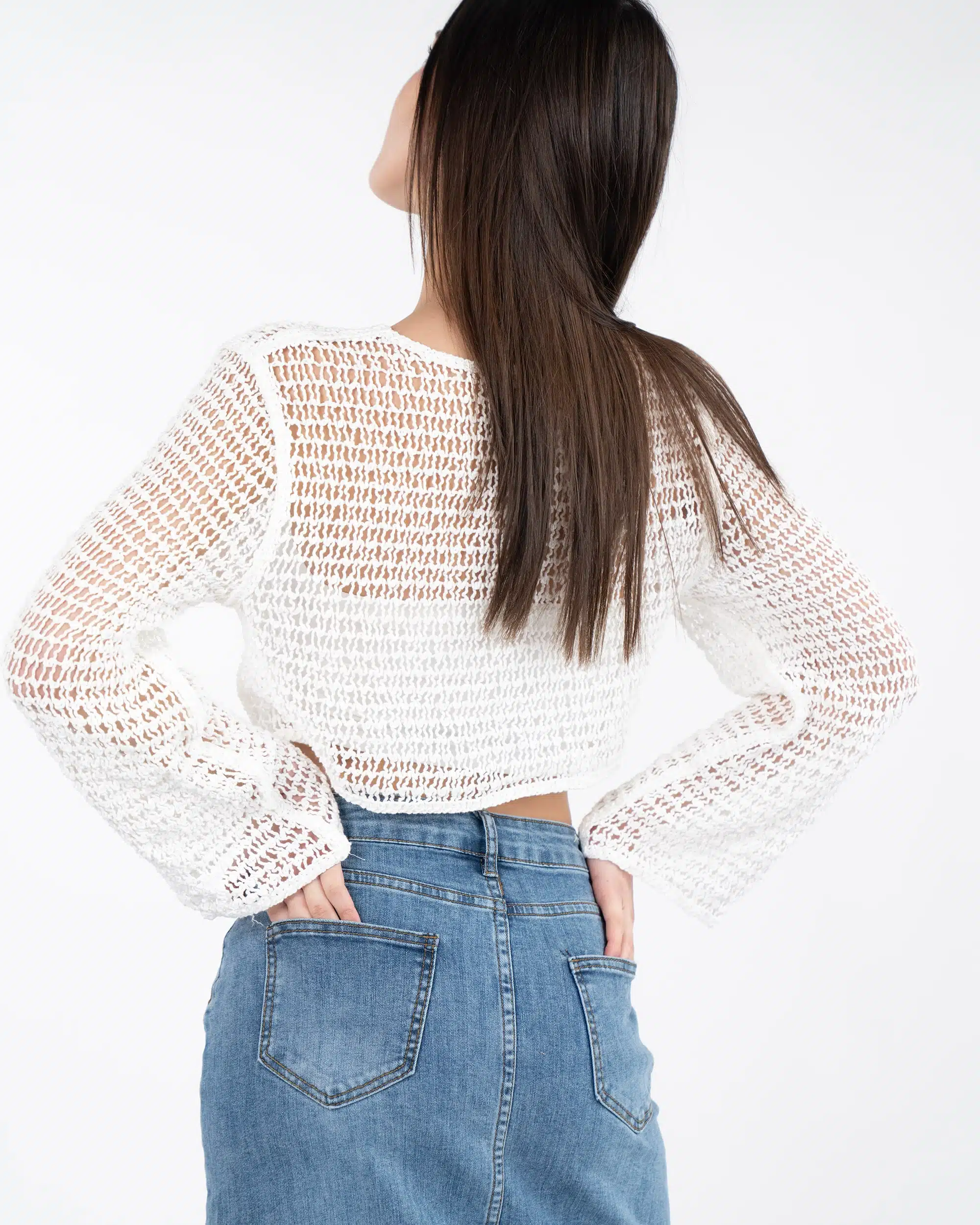 Top Nenette in maglia traforata a righe donna