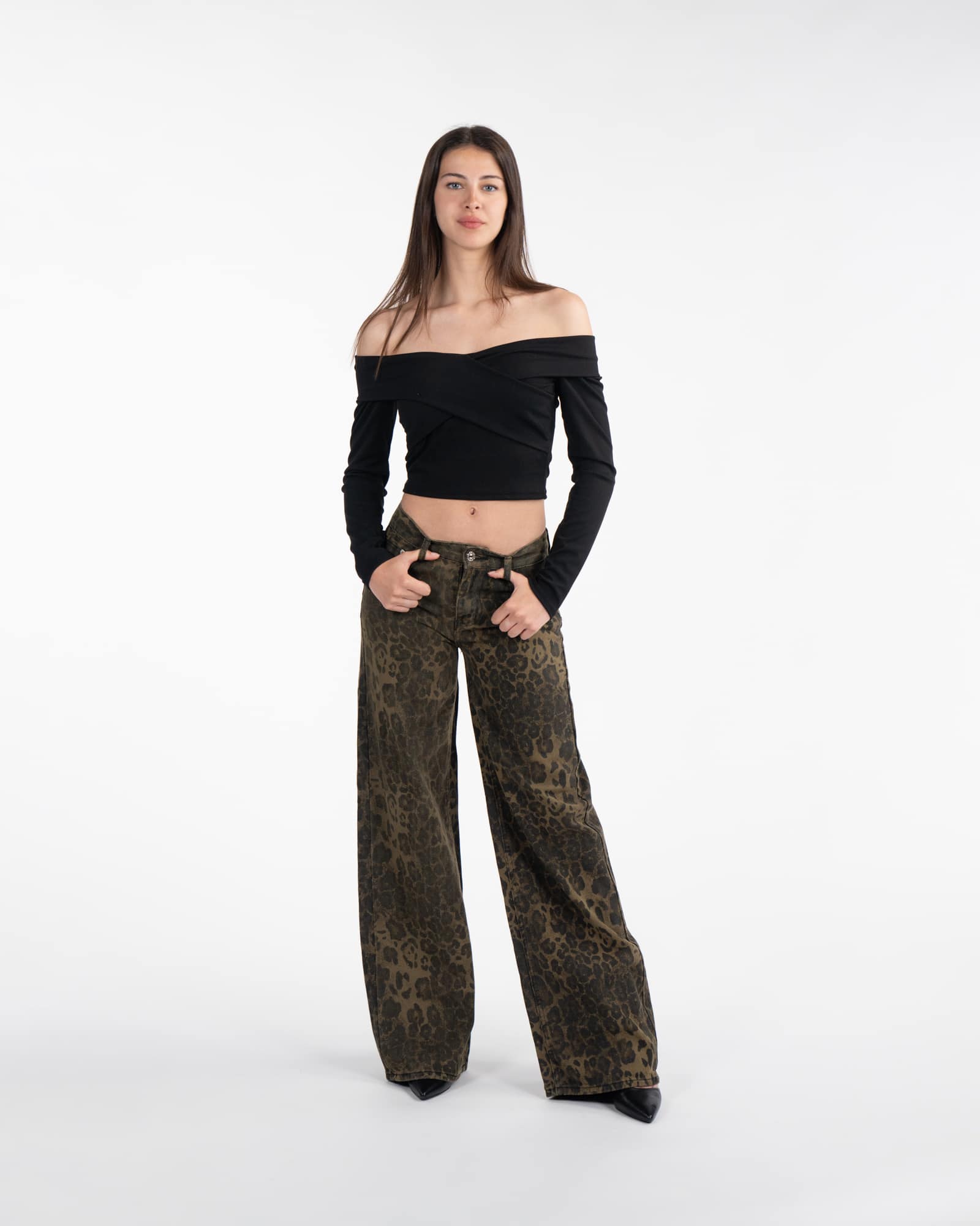 Vicolo jeans palazzo donna verde salvia main image 1
