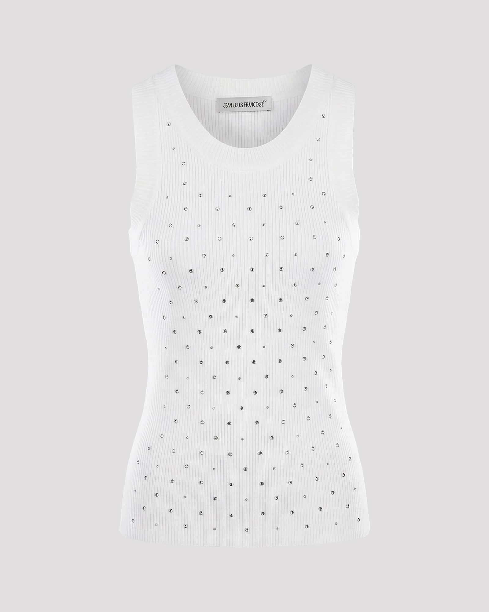 Canotta con strass - bianco