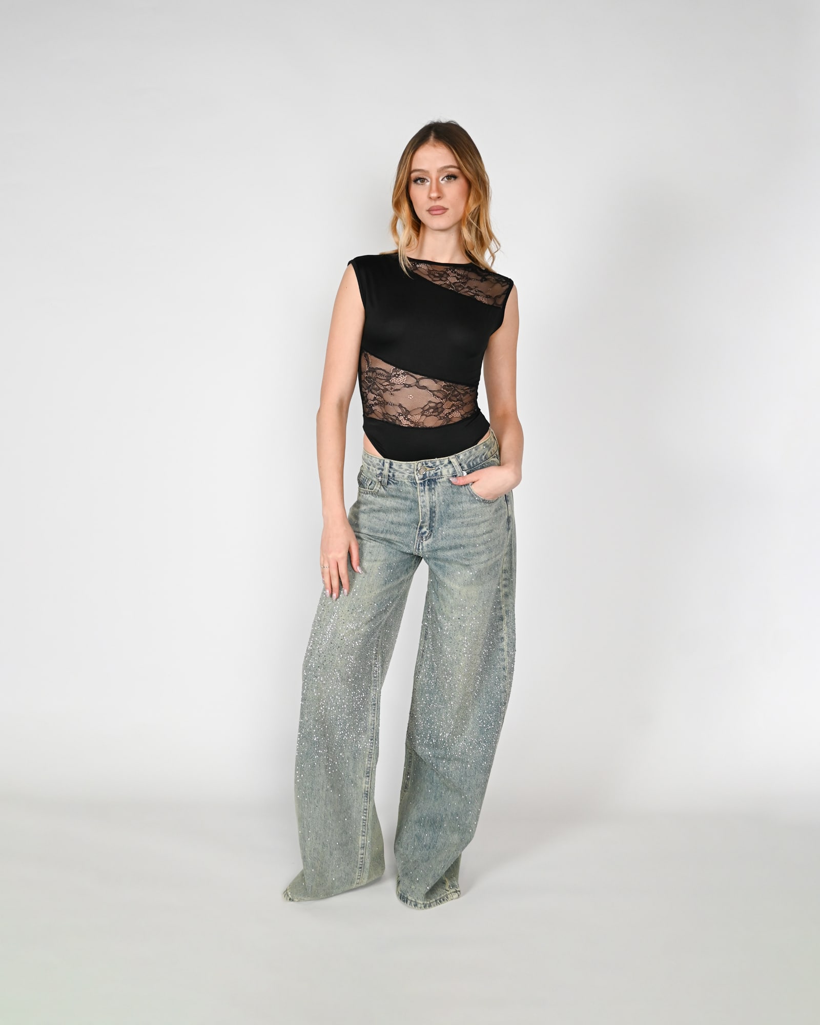 Body in pizzo - nero