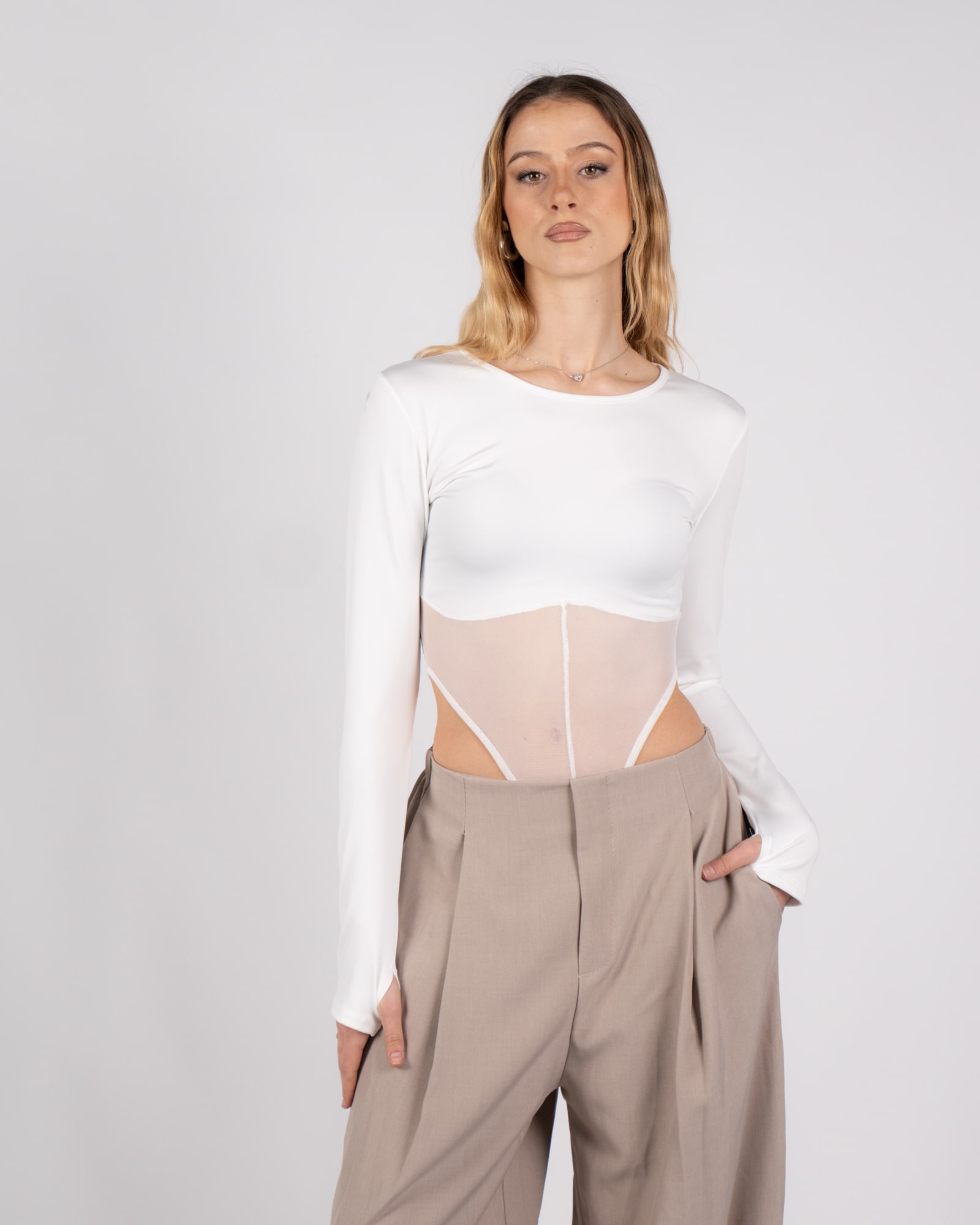 Body in tulle - bianco