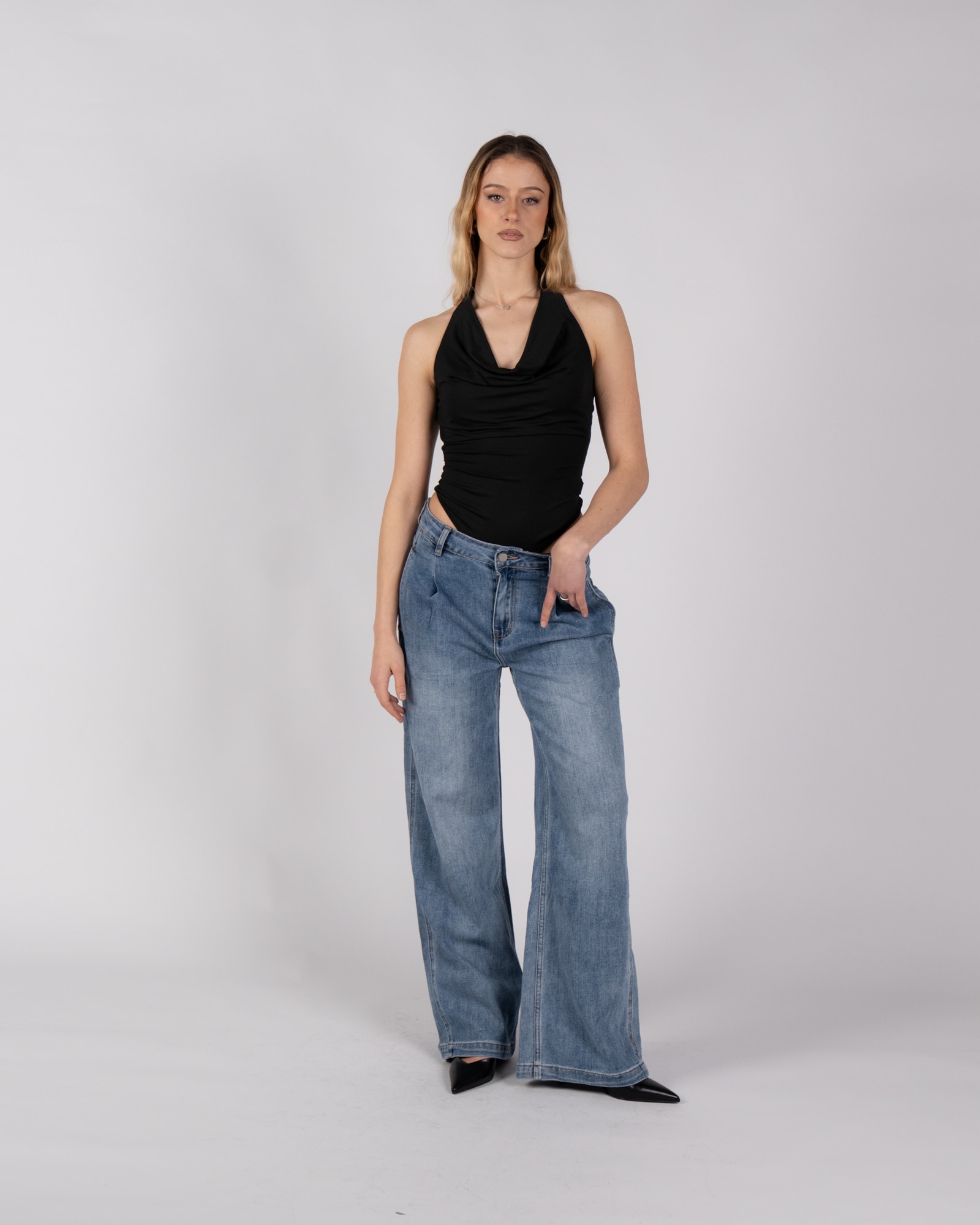 Body con scollo a V  - nero