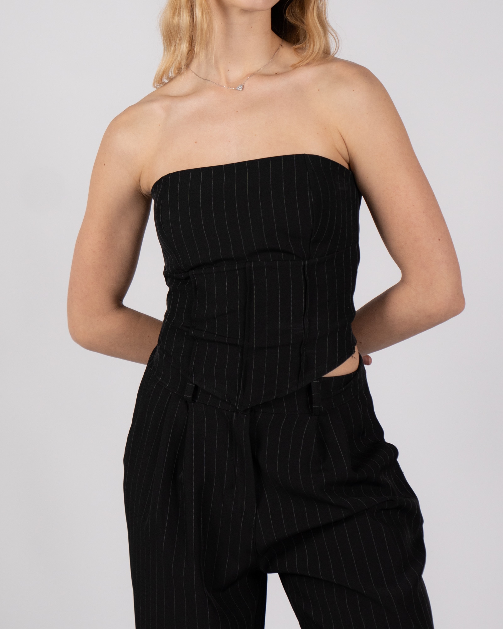 Bustier gessato - nero