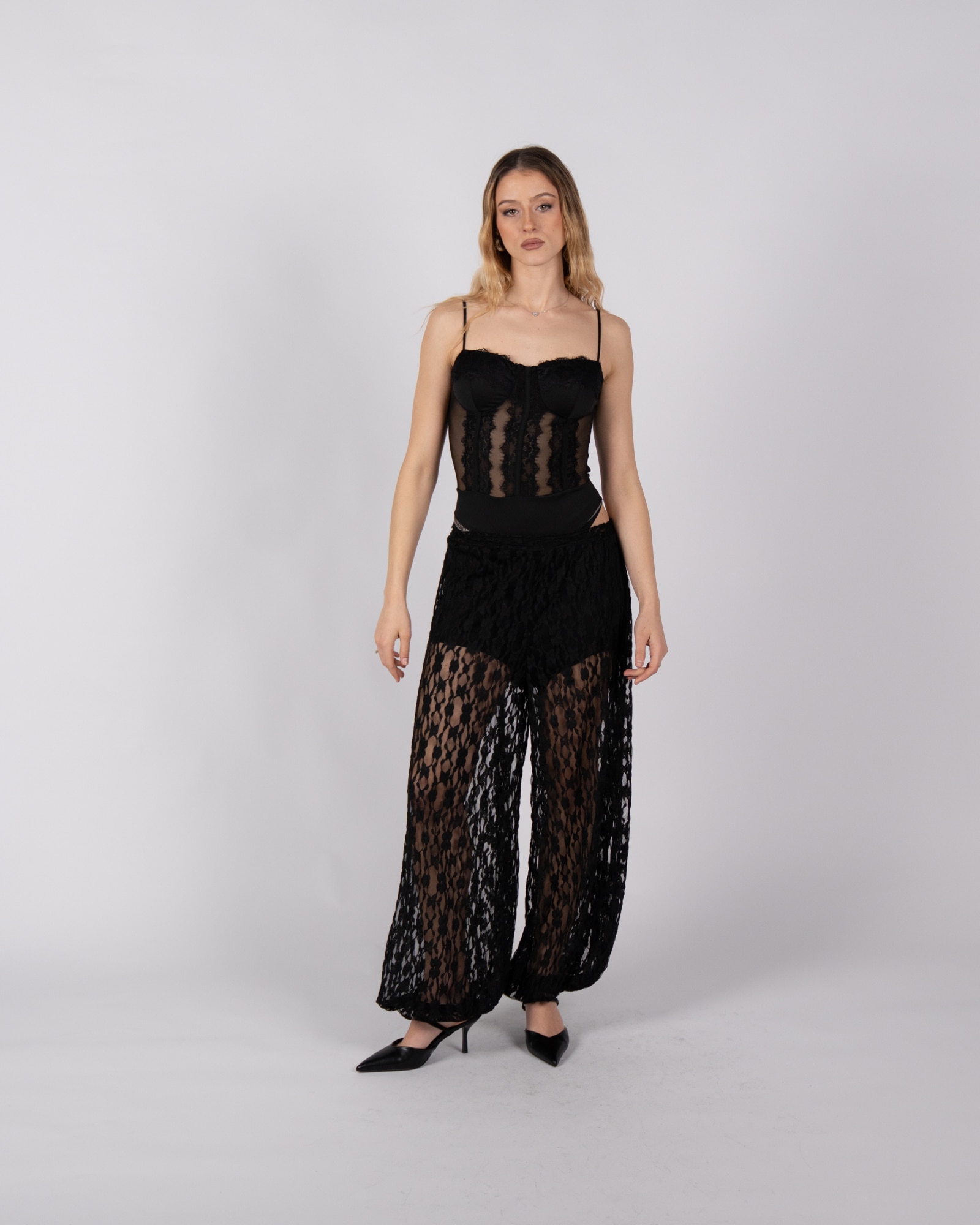 Body in pizzo - nero