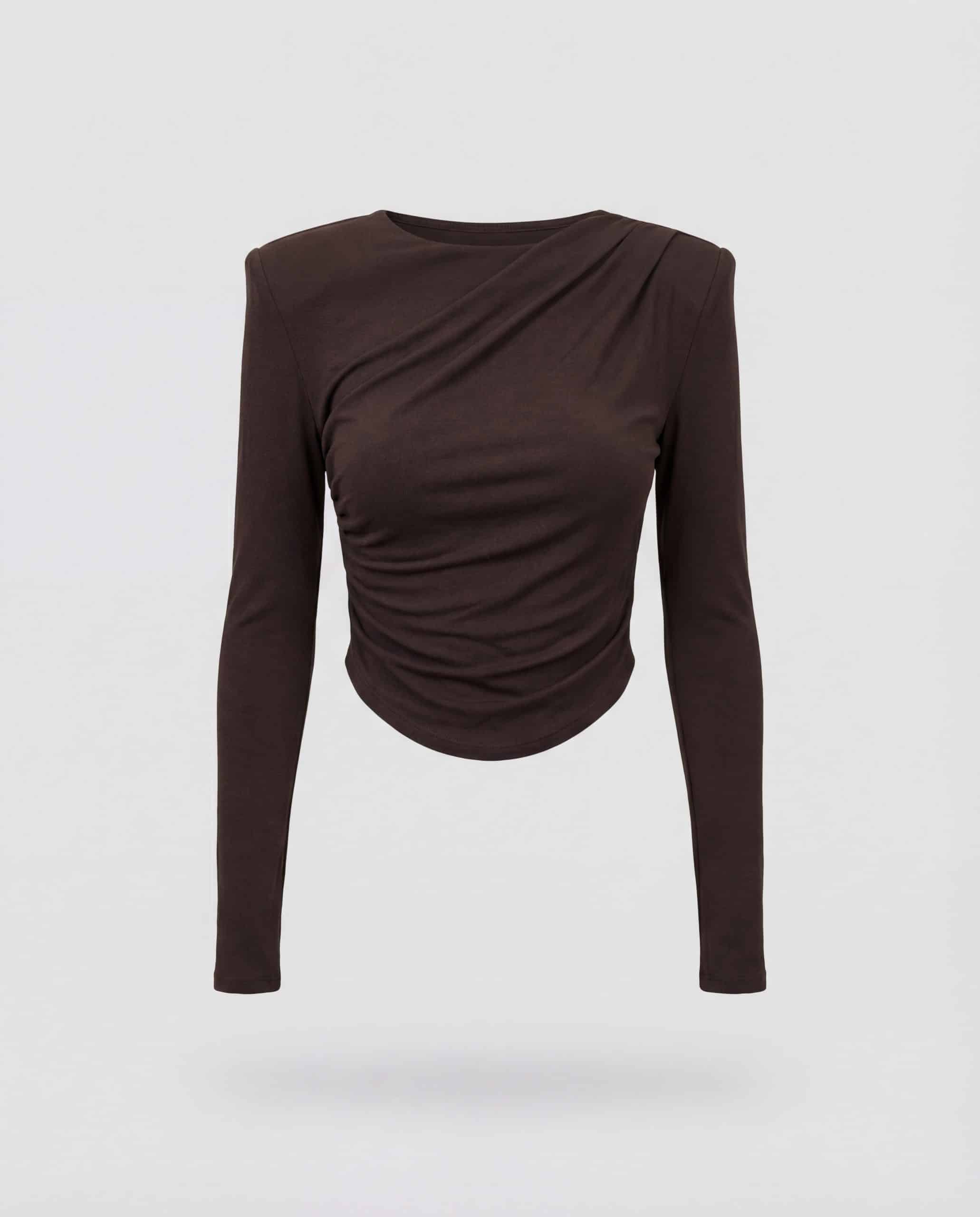 T-shirt con spalline imbottite - marrone