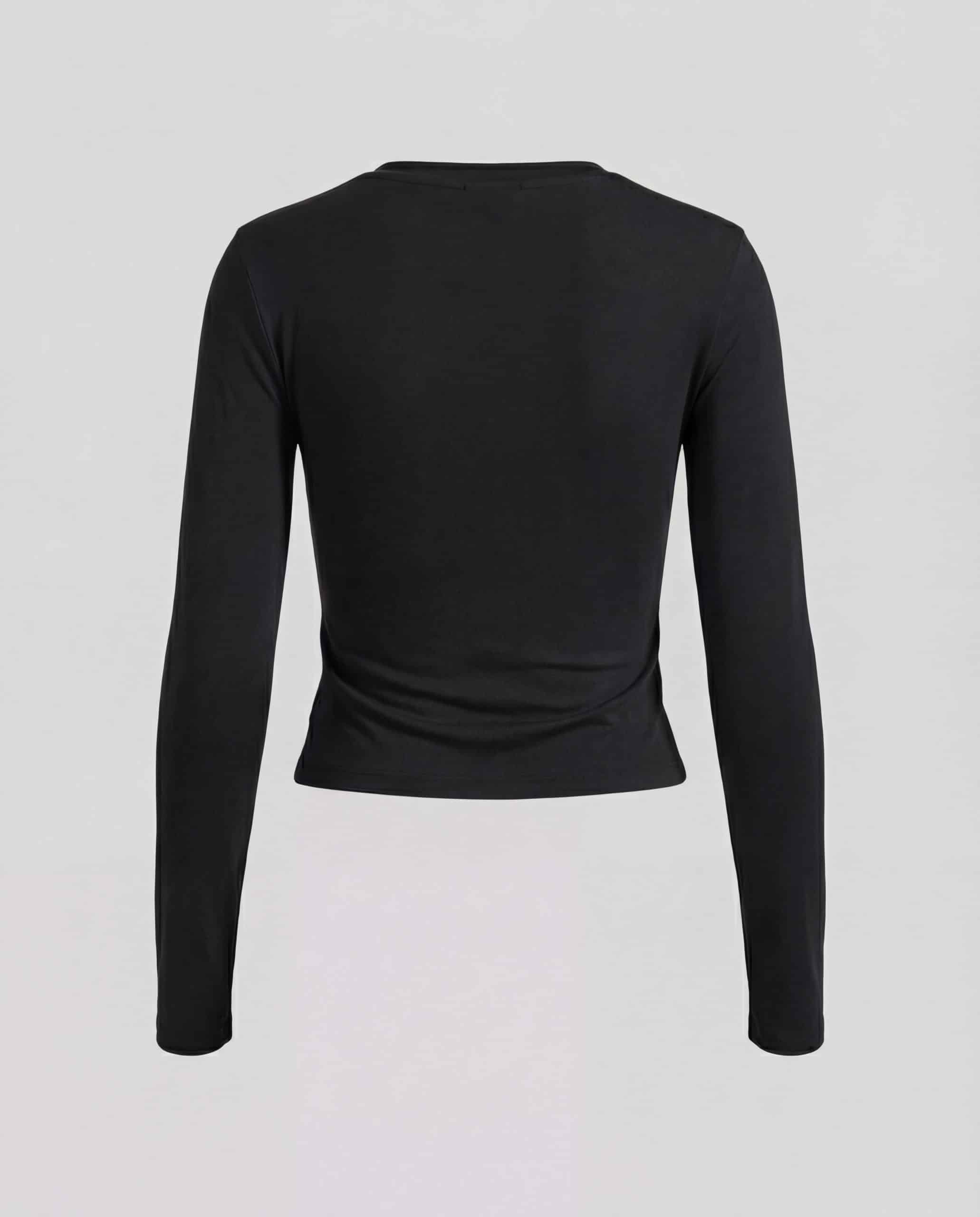 T-shirt a maniche lunghe con spalline imbottite - nero
