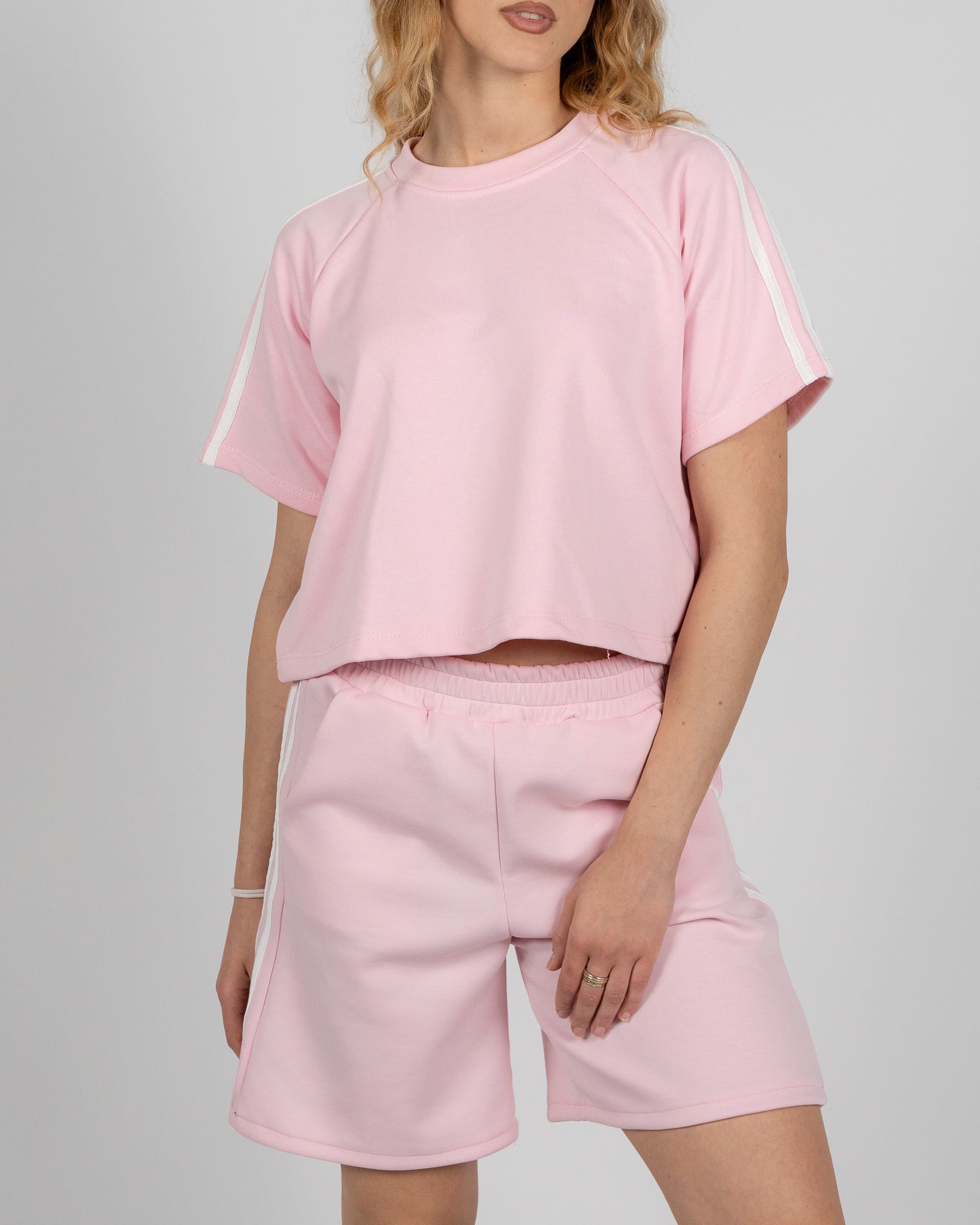 T-shirt a righe - rosa