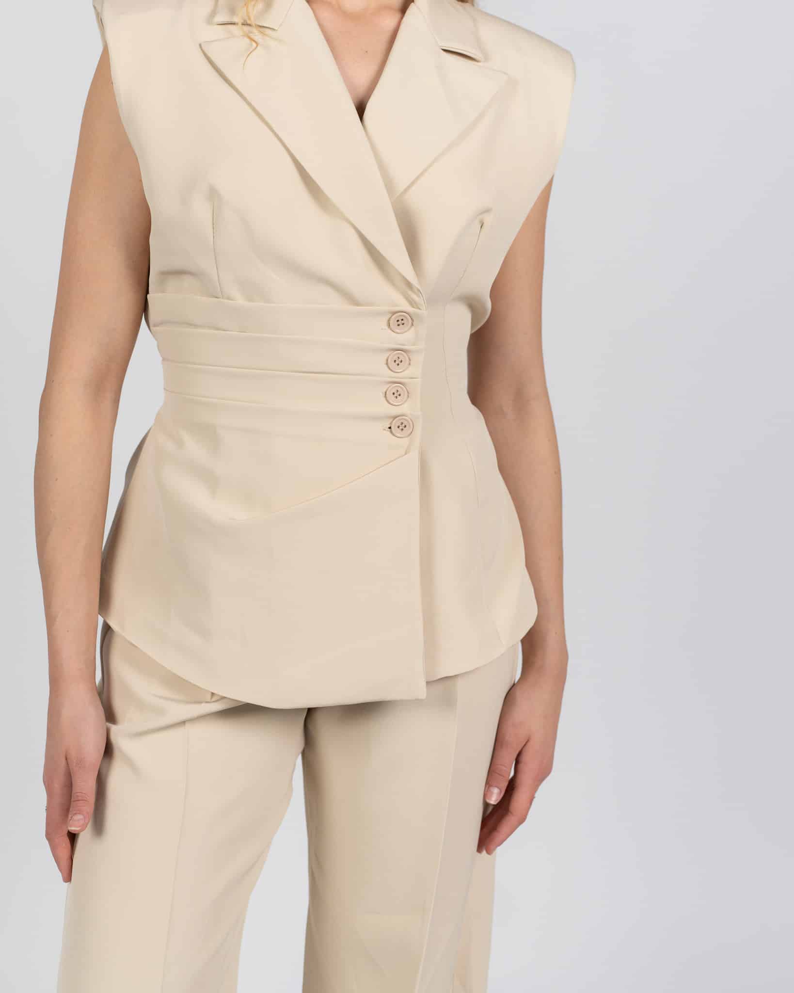 Gilet con scollo a V - beige