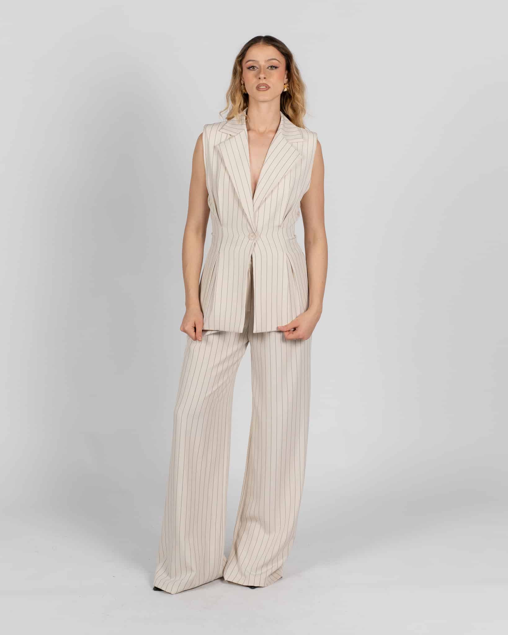 Gilet gessato - beige