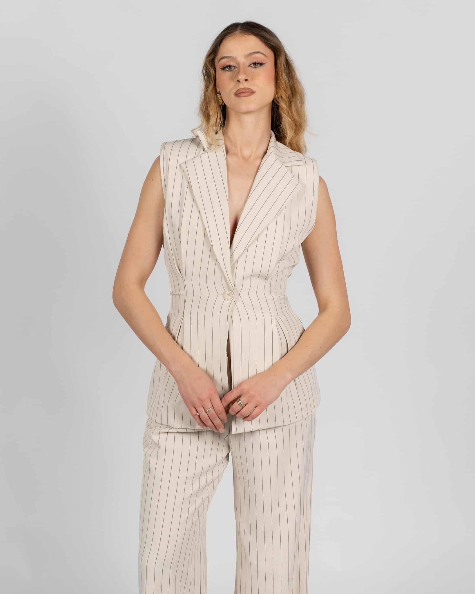 Gilet gessato - beige