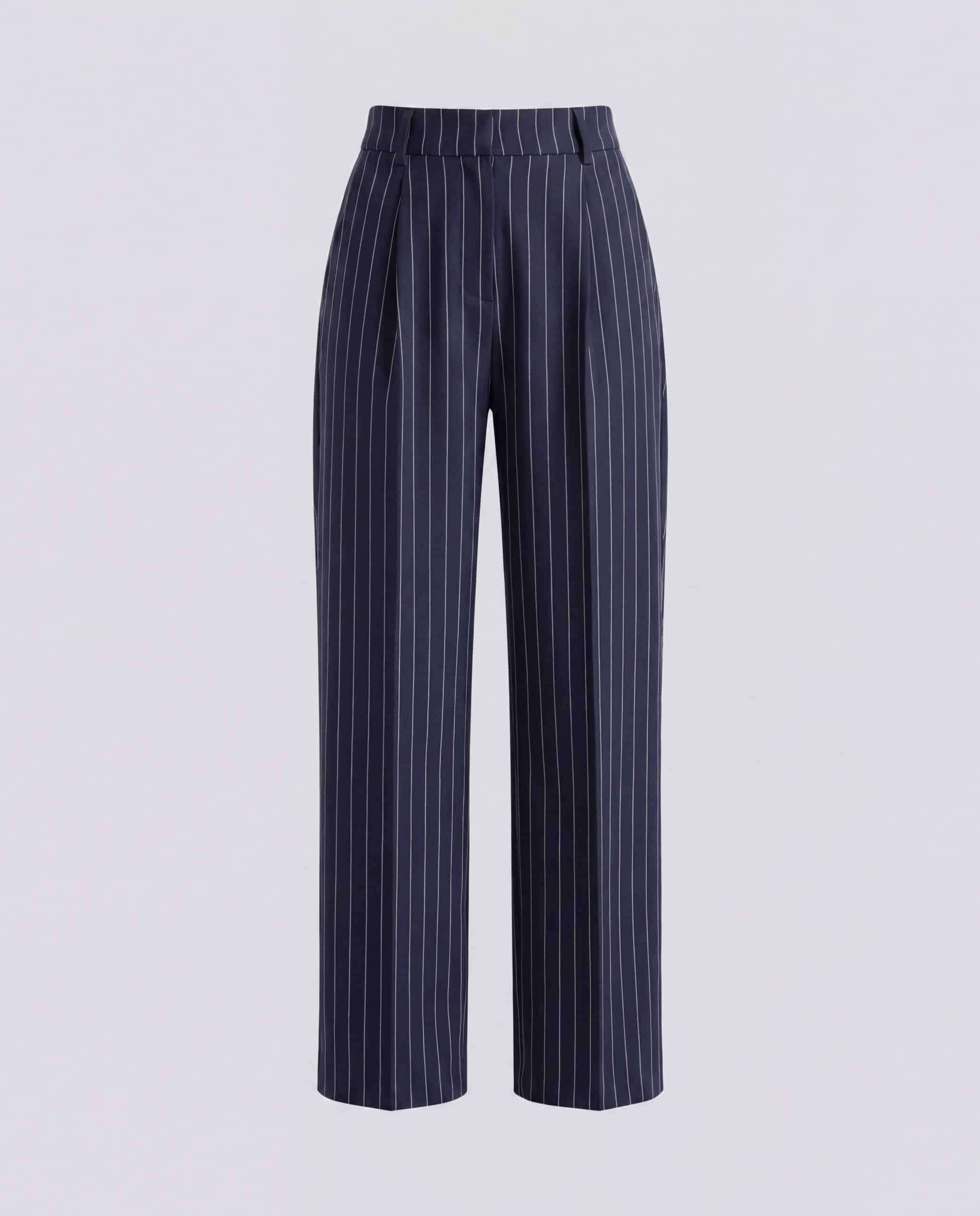 Pantaloni a palazzo gessati - BLU