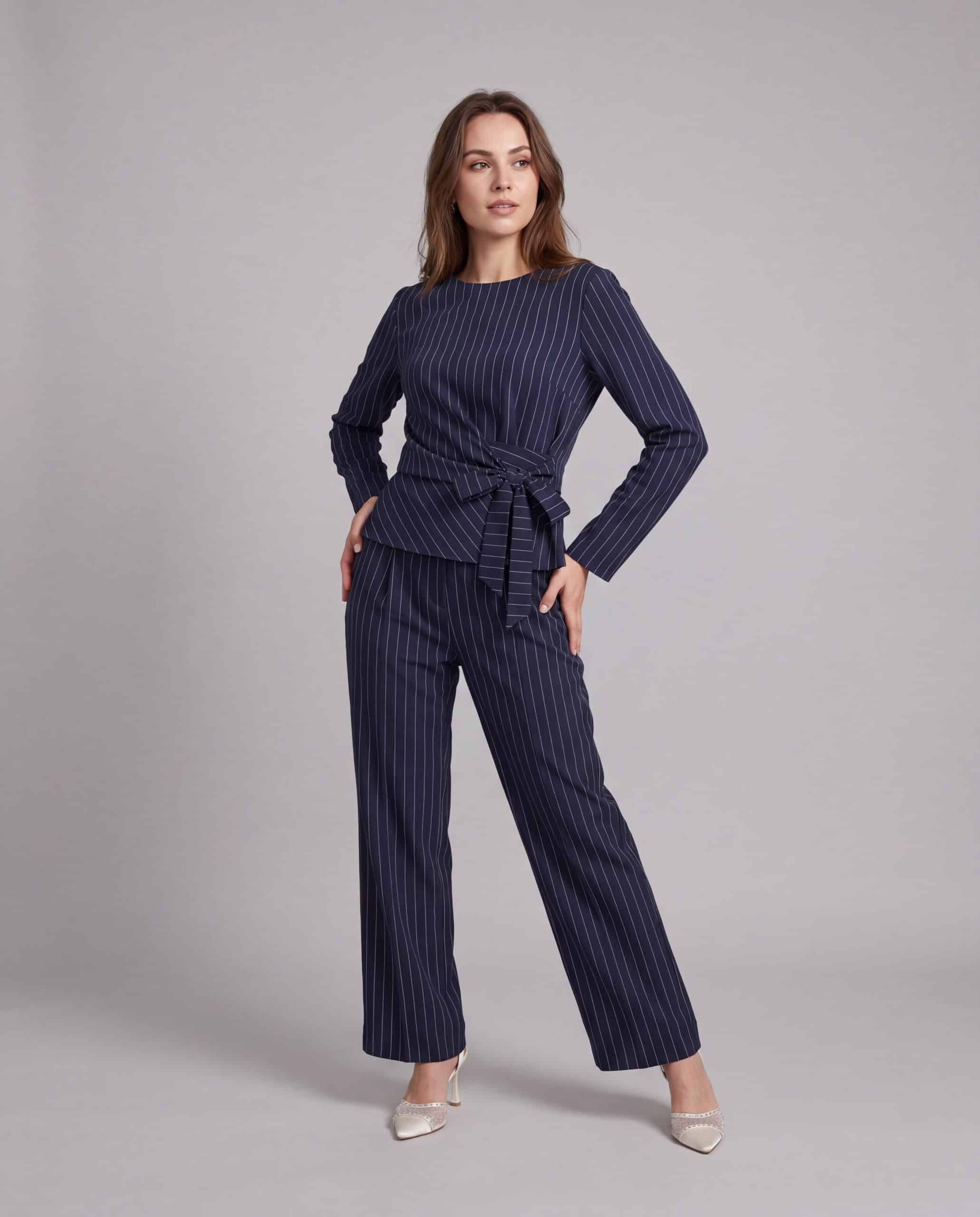 Pantaloni a palazzo gessati - BLU