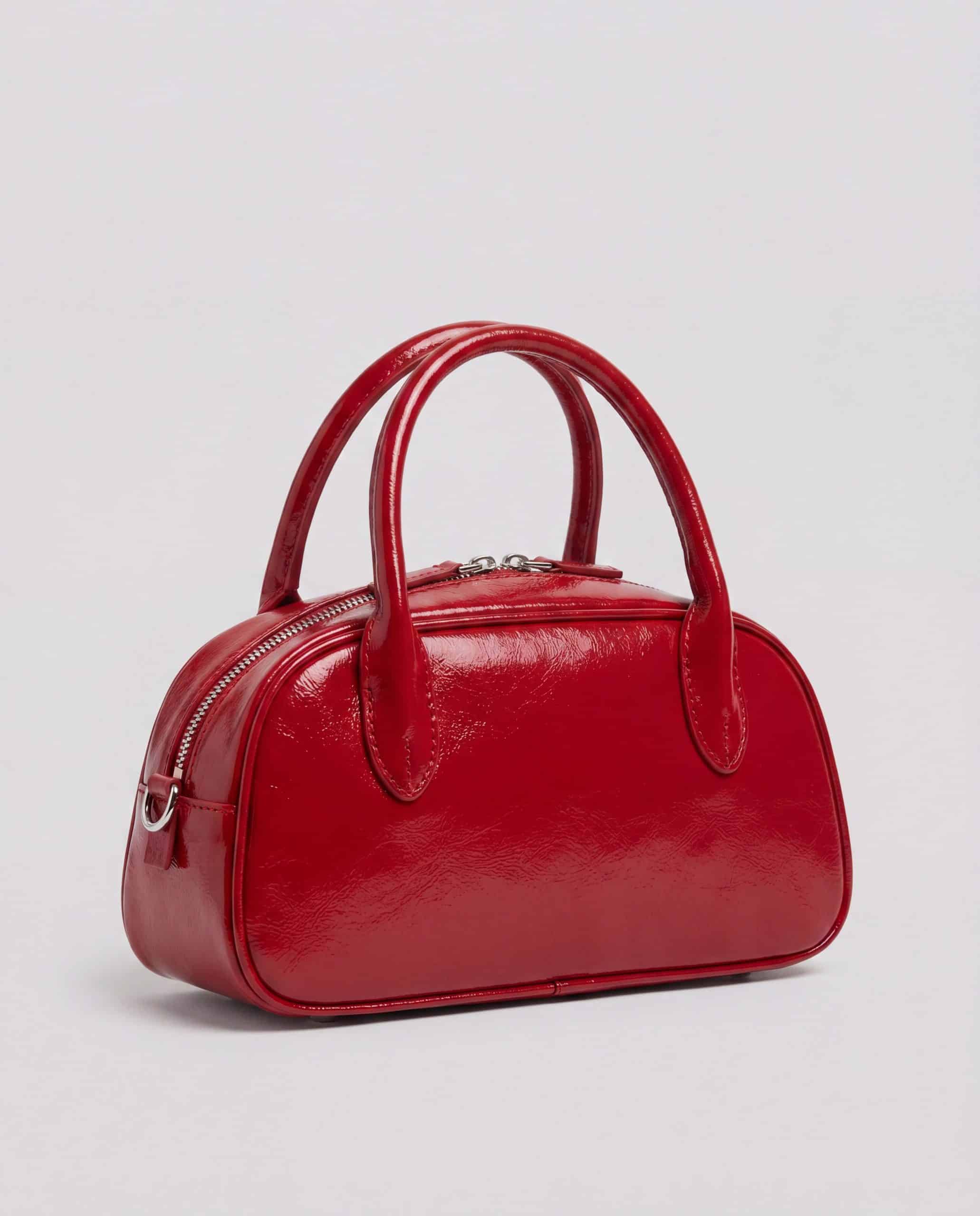 Borsa con borchie a bauletto - rosso