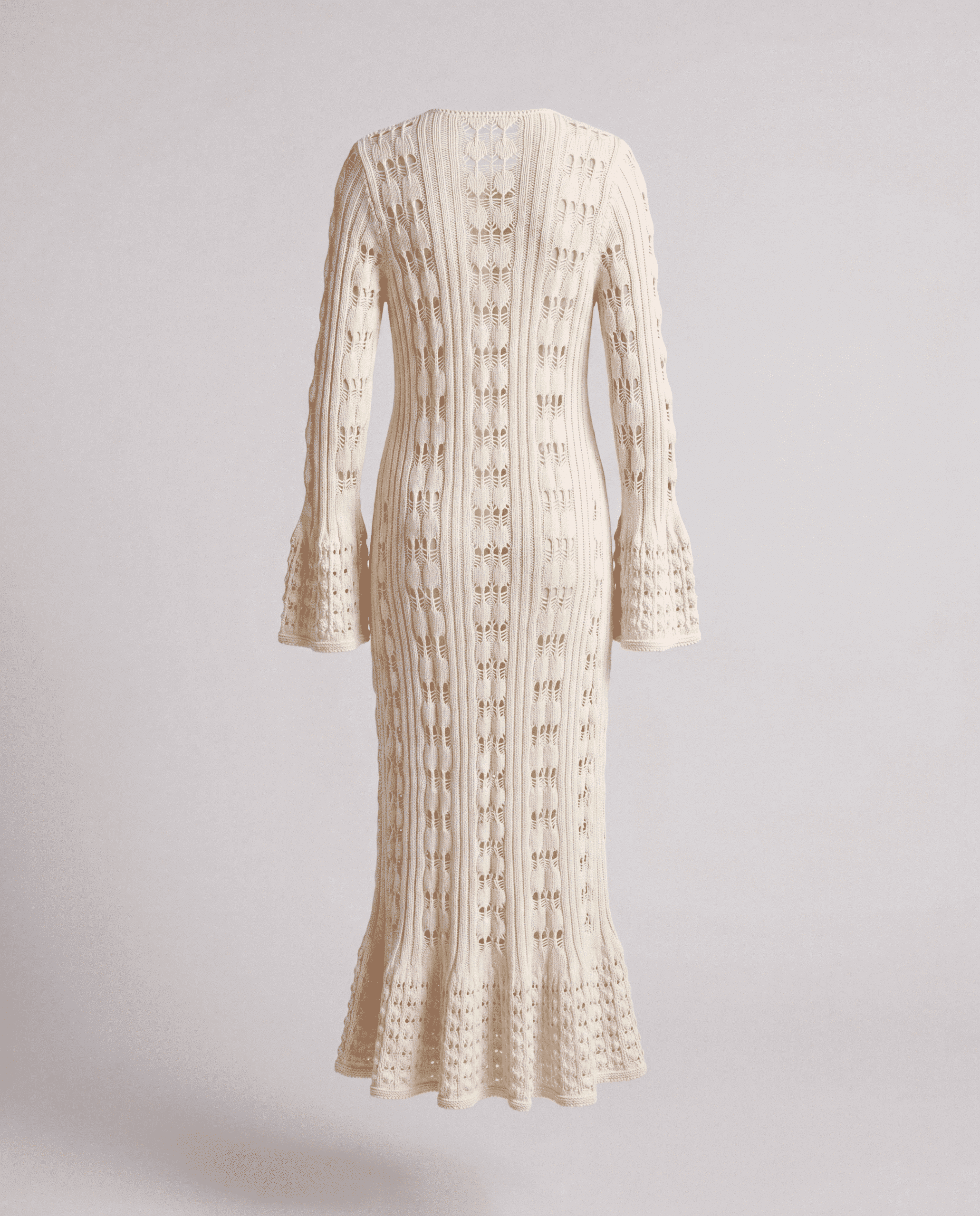 Cardigan in crochet lungo - beige