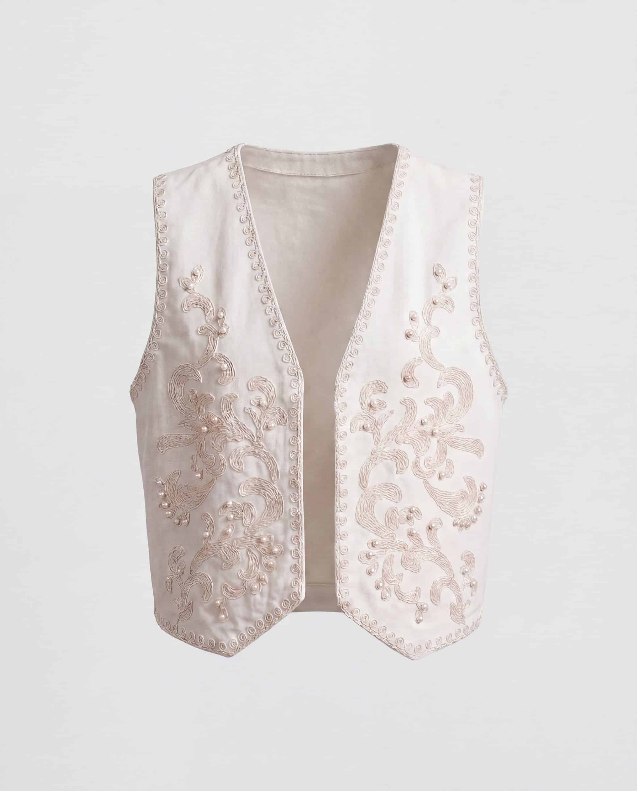 Gilet con ricami - beige