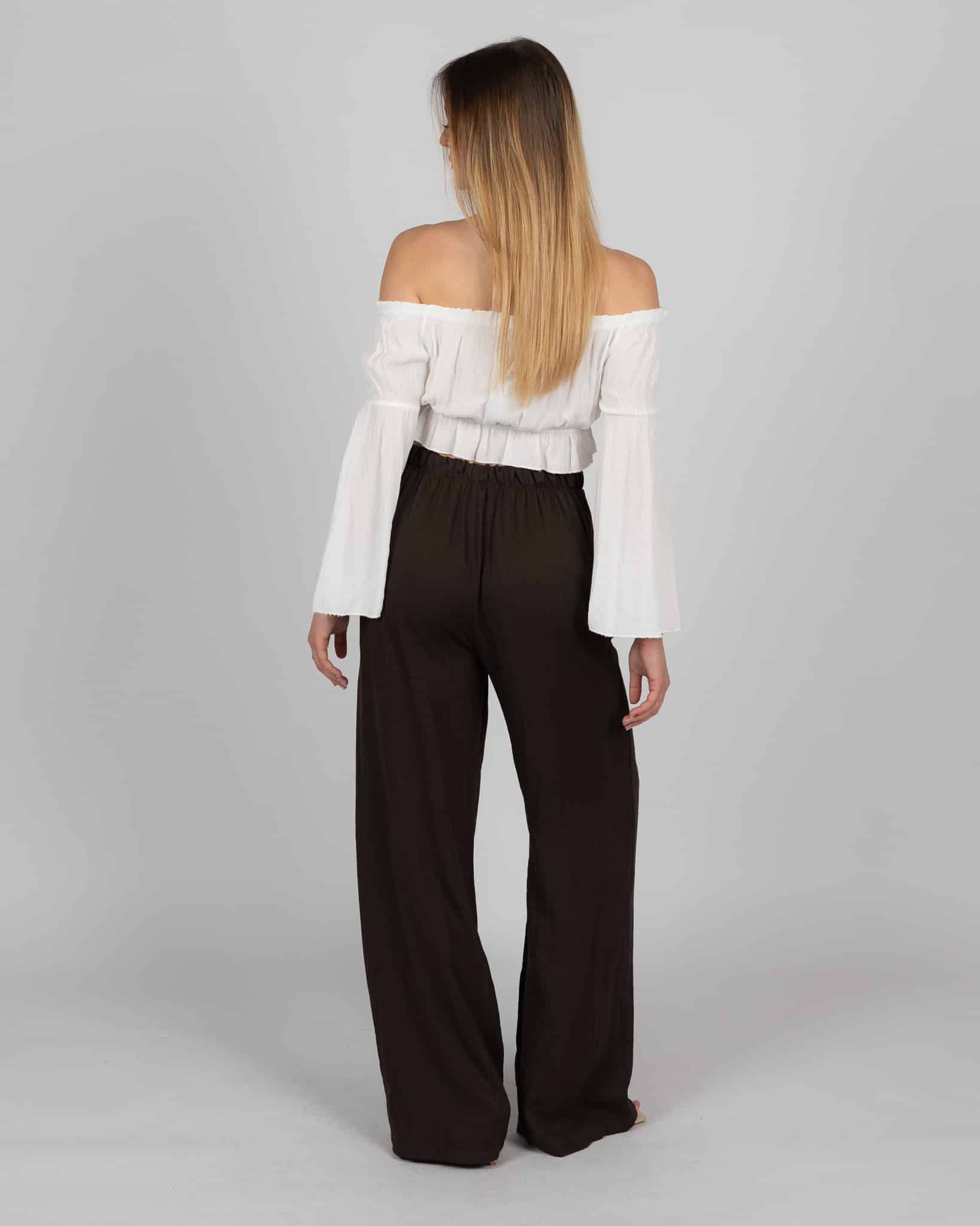 Maglia con scollo dritto arricciata - bianco