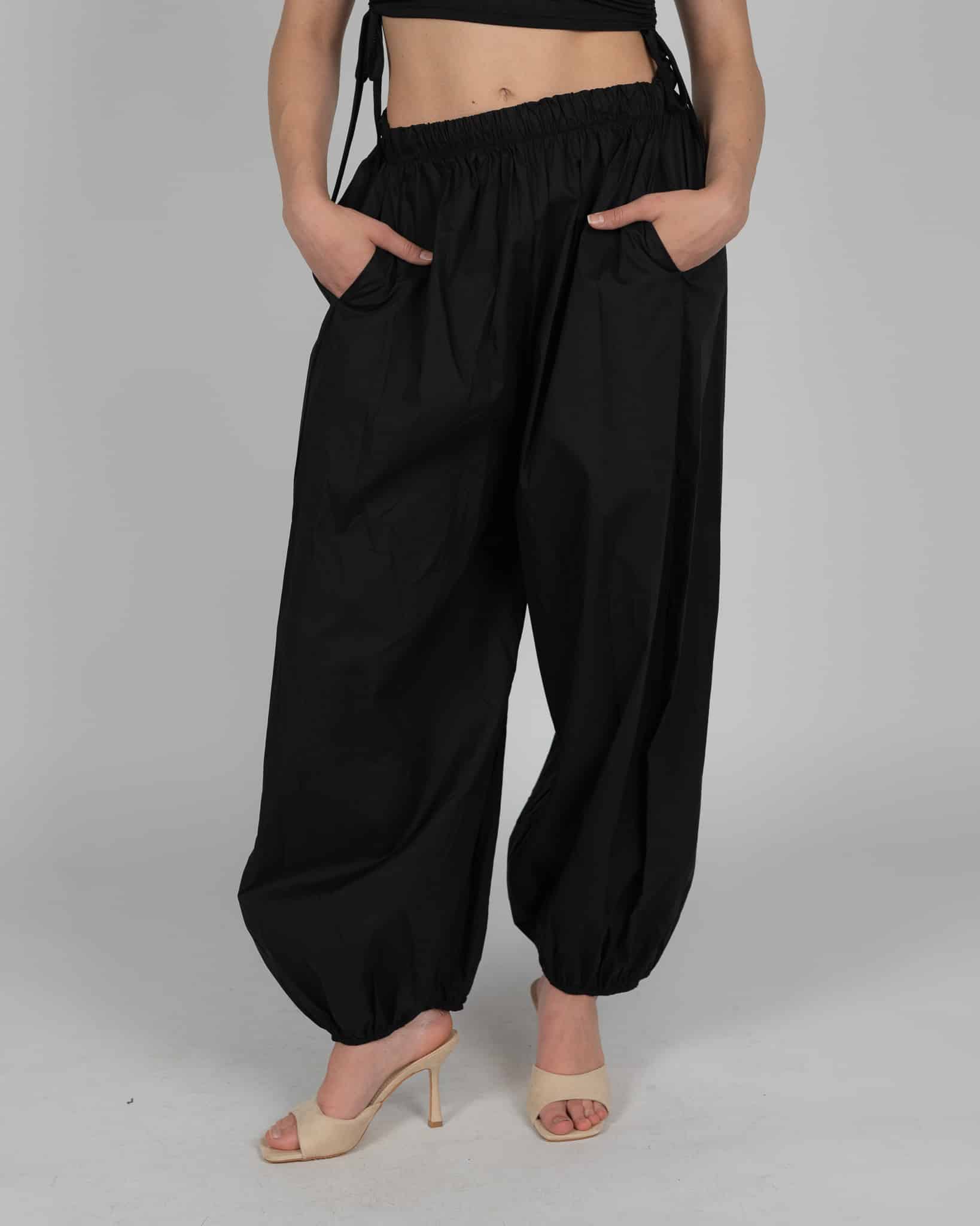 Pantaloni dritto con polsino - nero