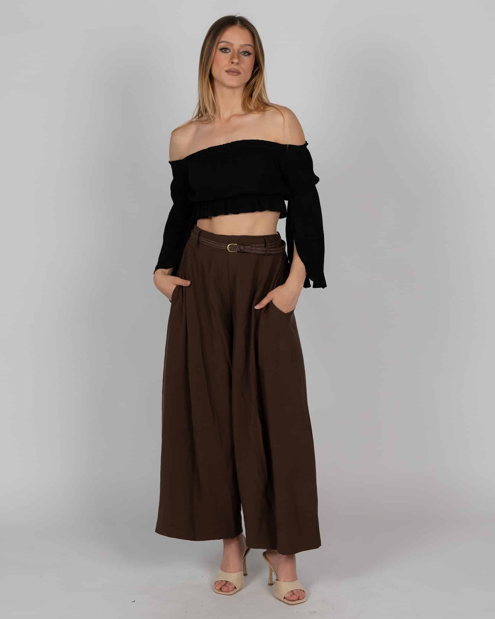 Pantaloni a palazzo - MARRONE