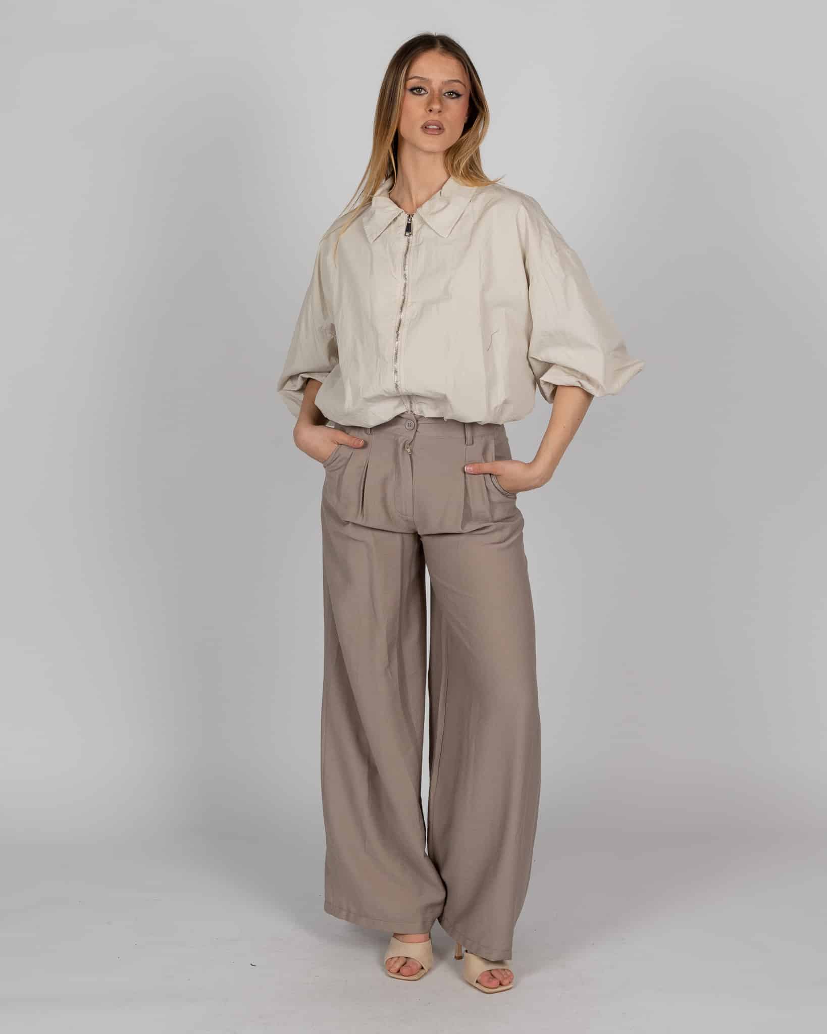 Pantaloni a palazzo con pinces - FANGO