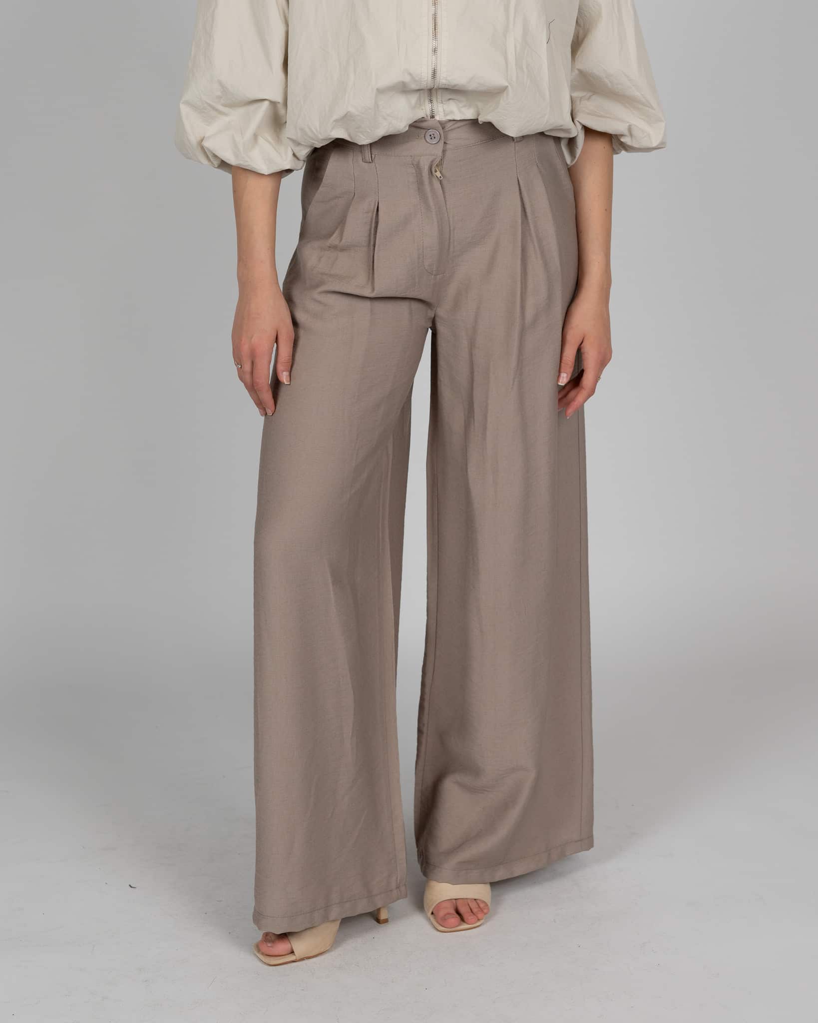 Pantaloni a palazzo con pinces - FANGO