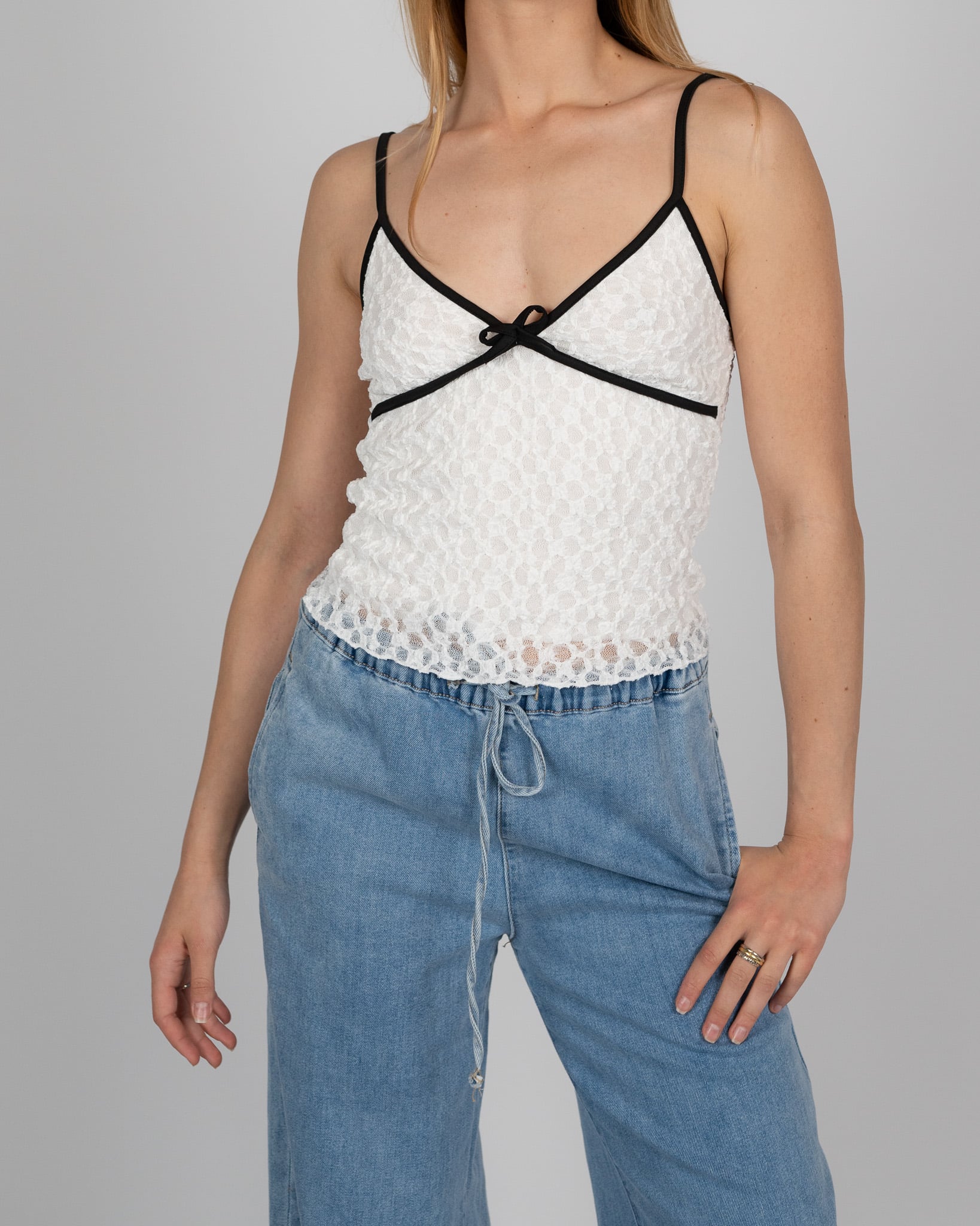 Top in pizzo - bianco
