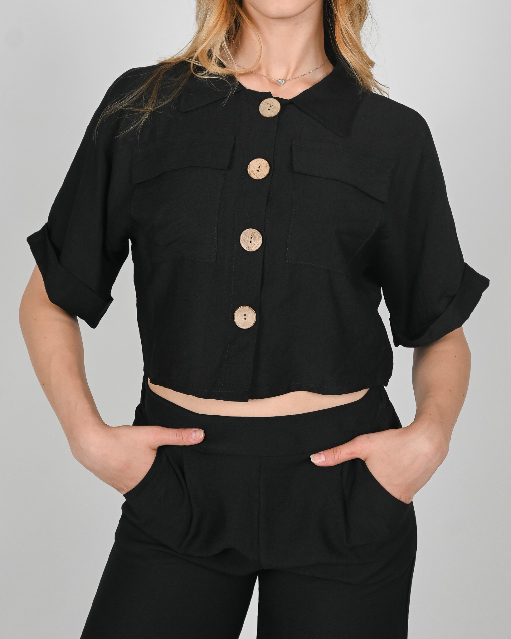 Camicia crop - nero