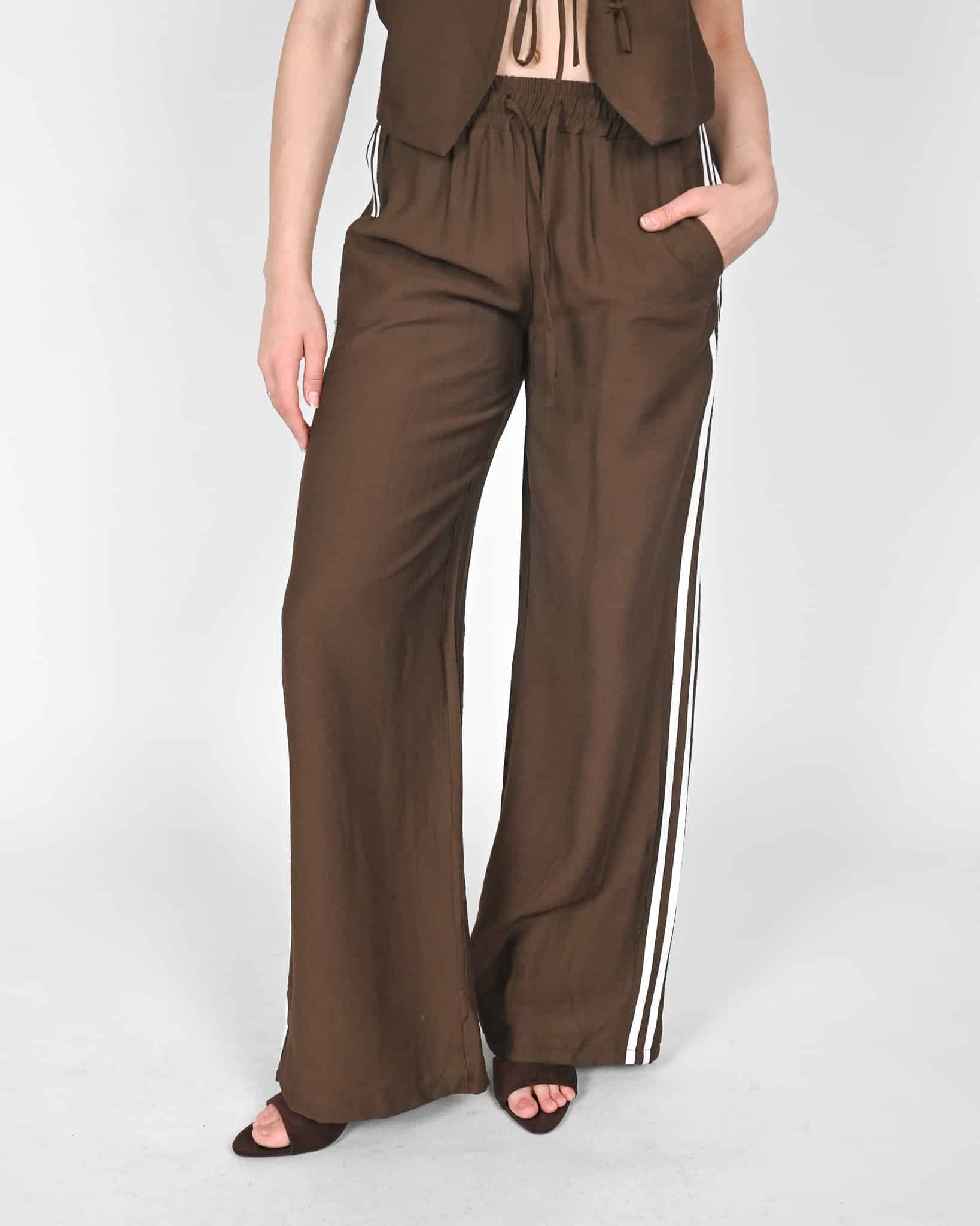 Pantaloni a palazzo con bande - marrone