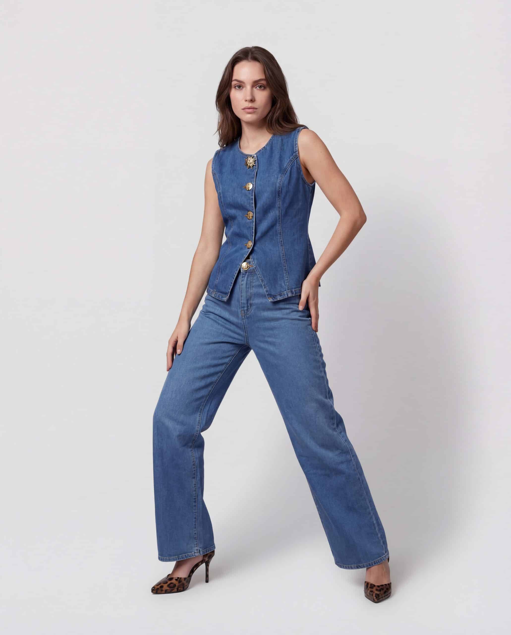 Jeans a palazzo - AZZURRO