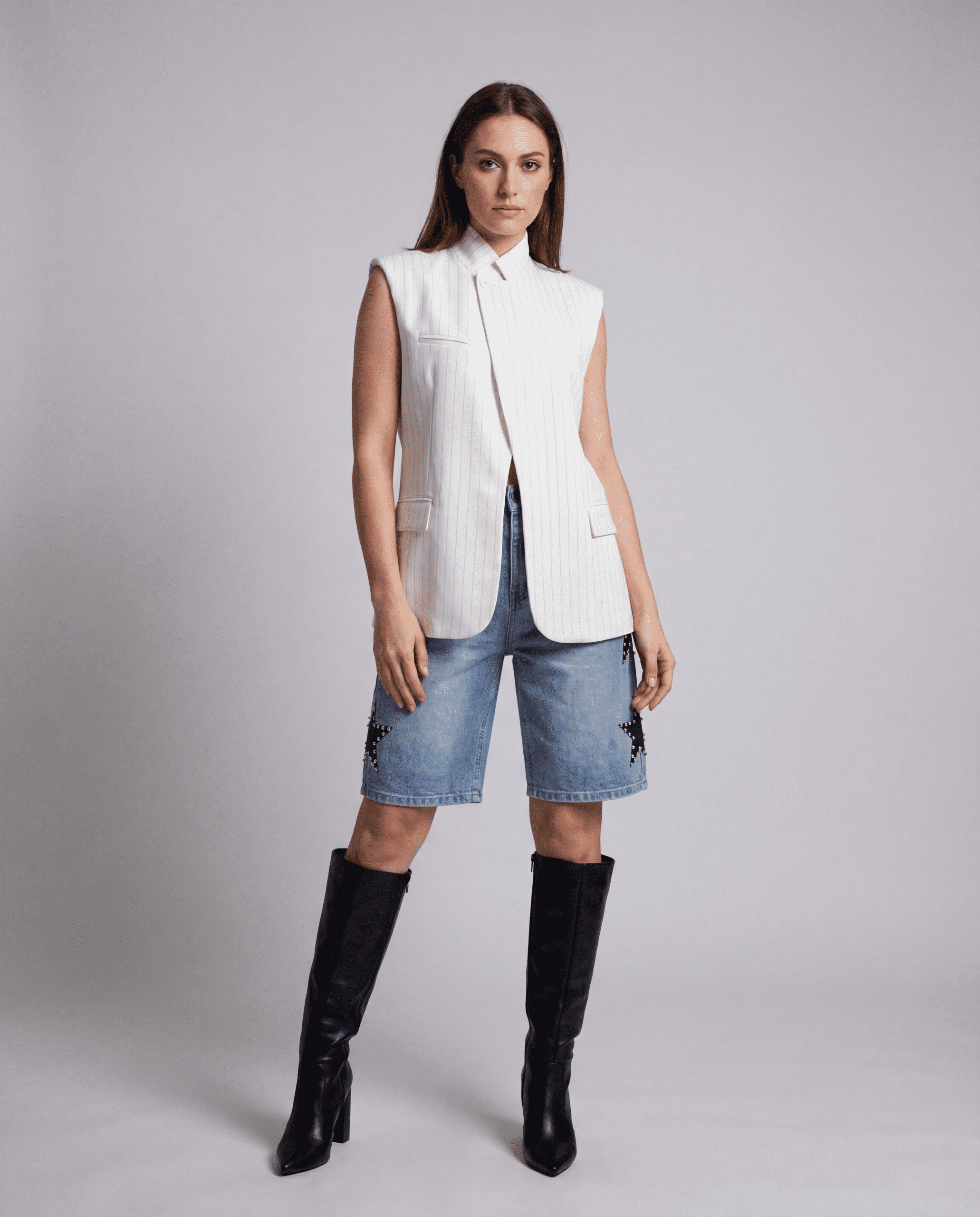 Gilet gessato - bianco