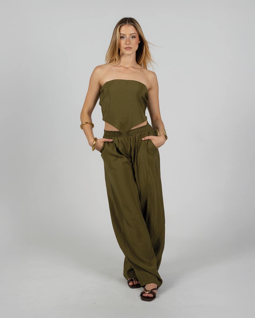 Pantaloni a palazzo - VERDE