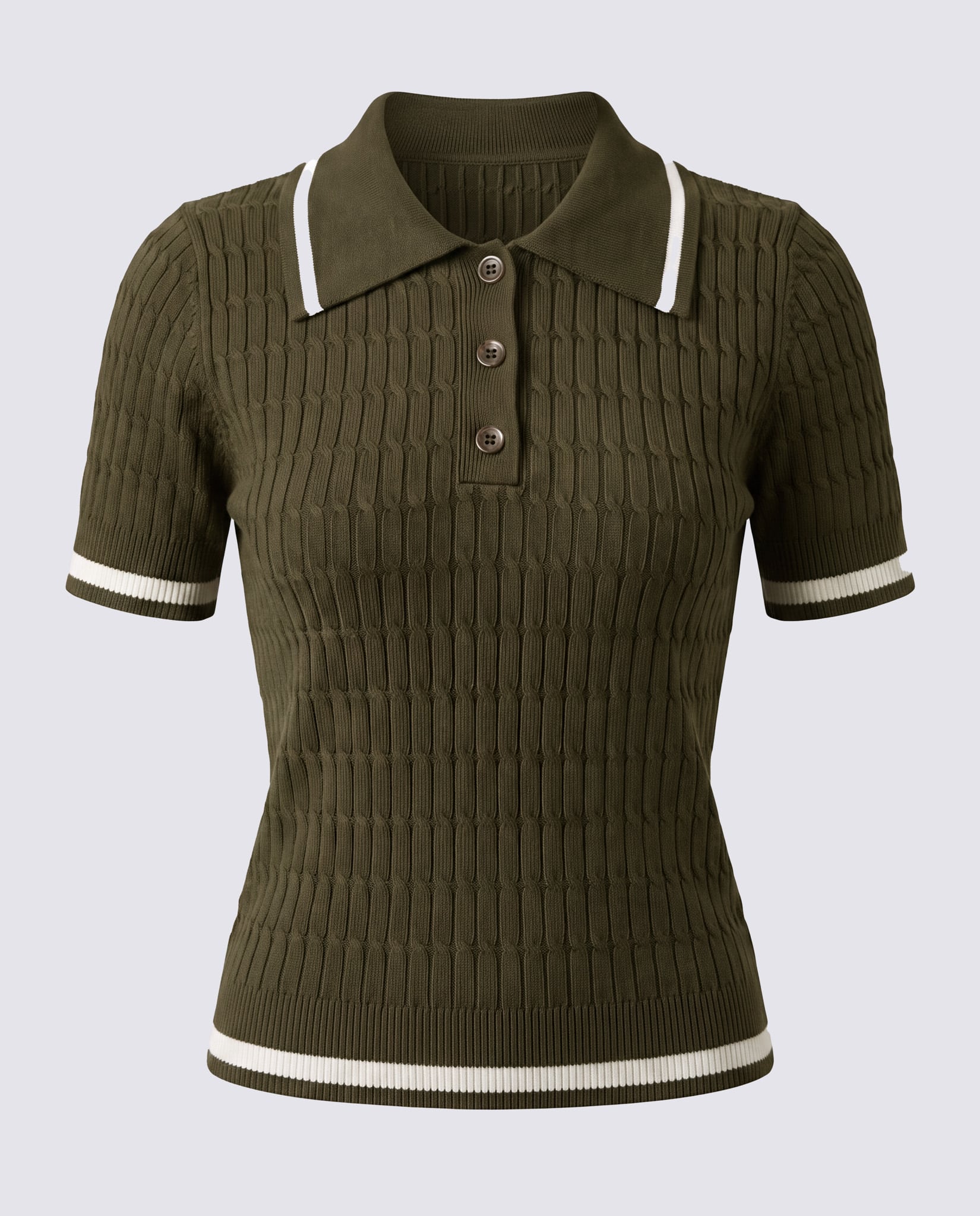 Maglia polo a costine - VERDE