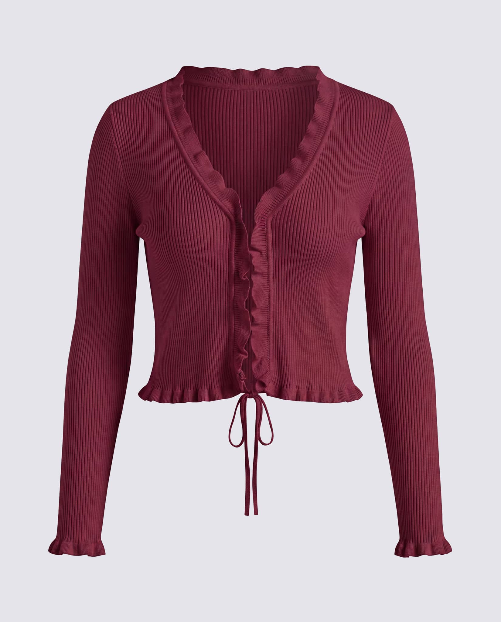 Cardigan con lacci - bordeaux