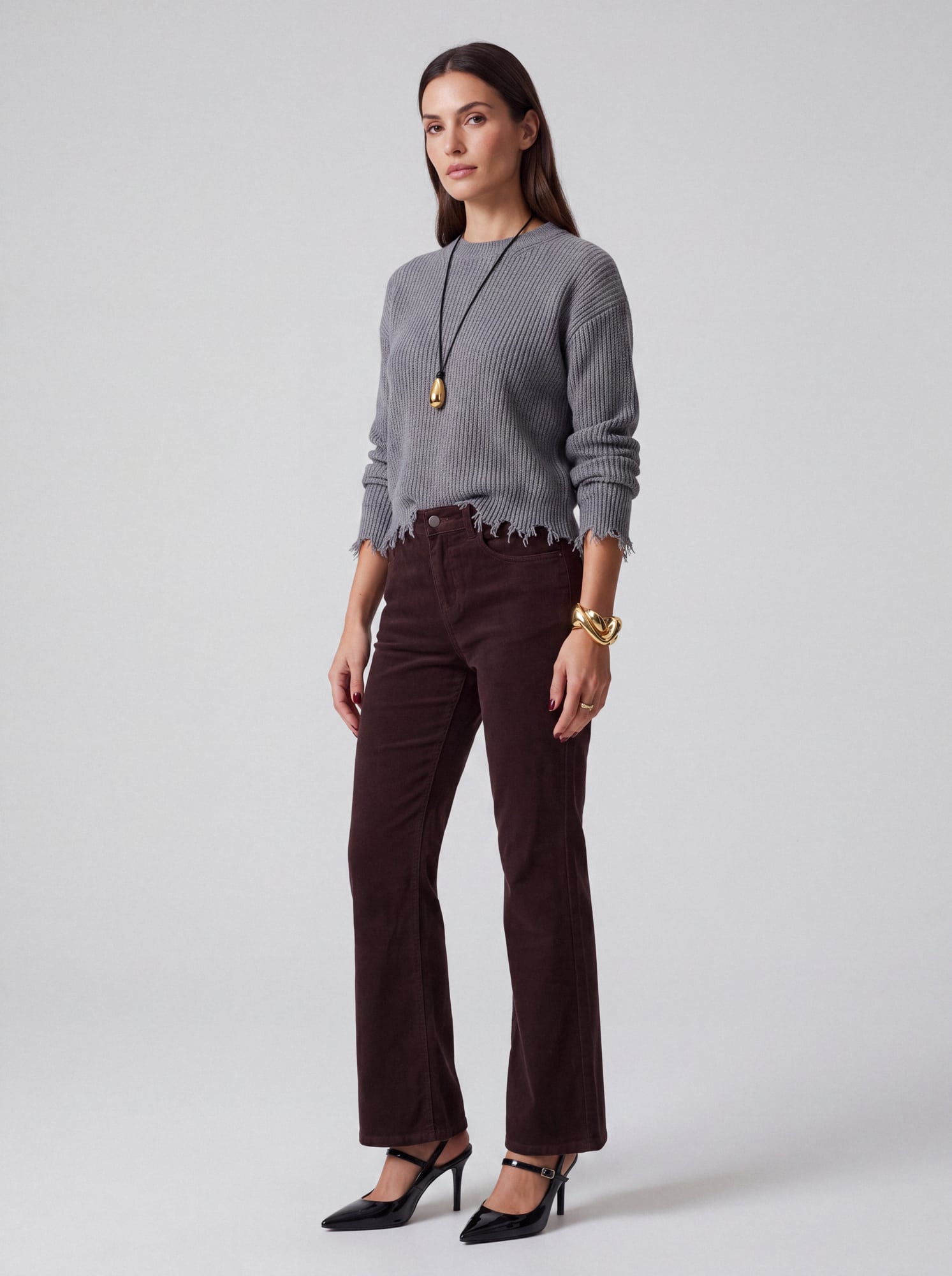 Jeans a zampa - marrone