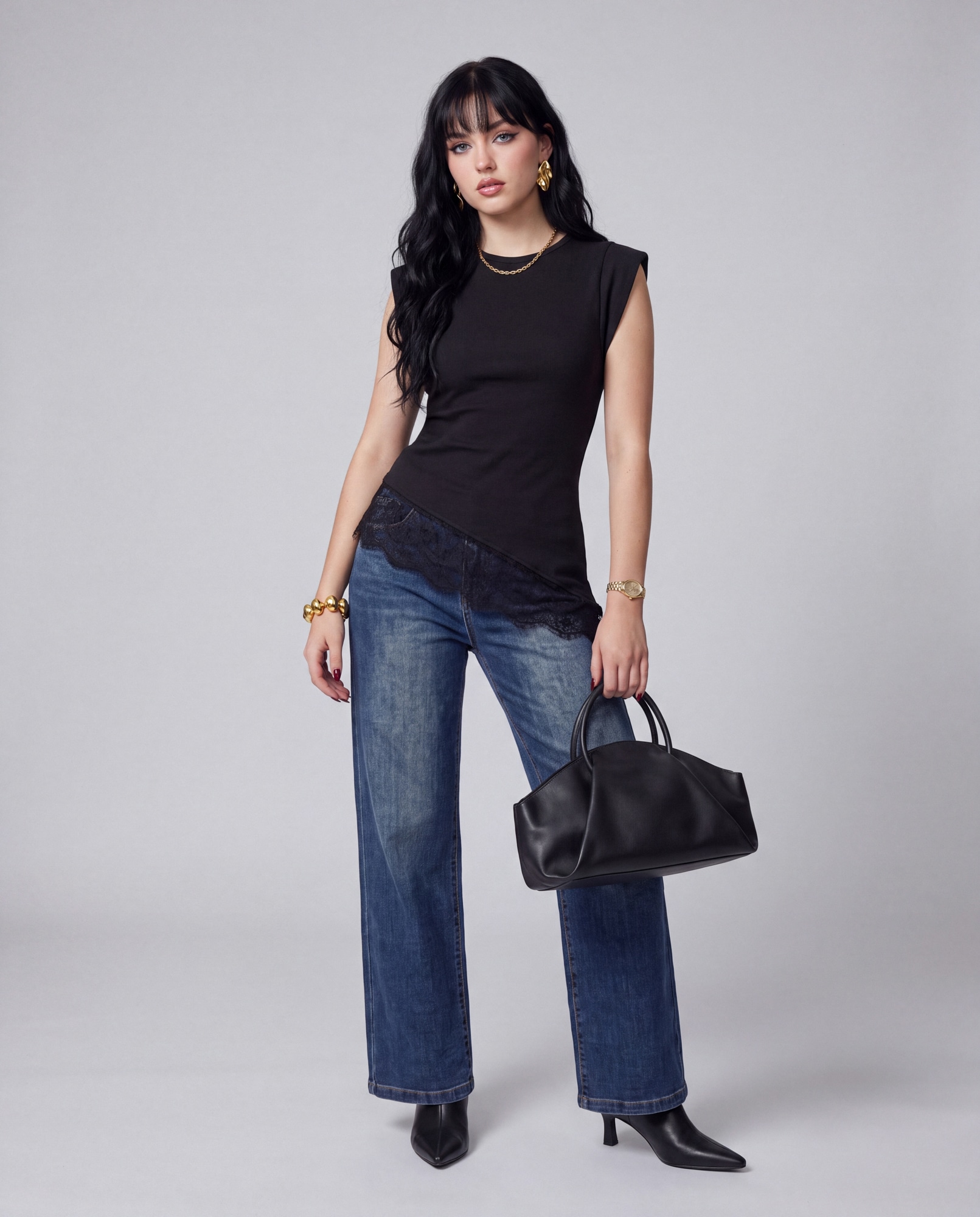 Jeans a palazzo con gamba stretta - jeans