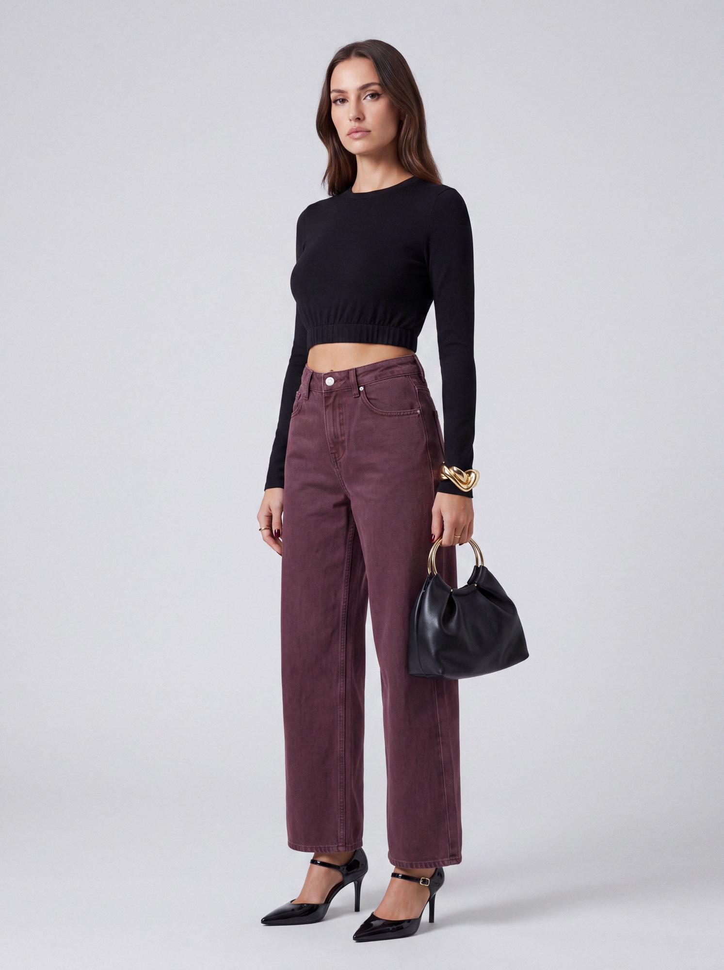 Jeans a palazzo - bordeaux
