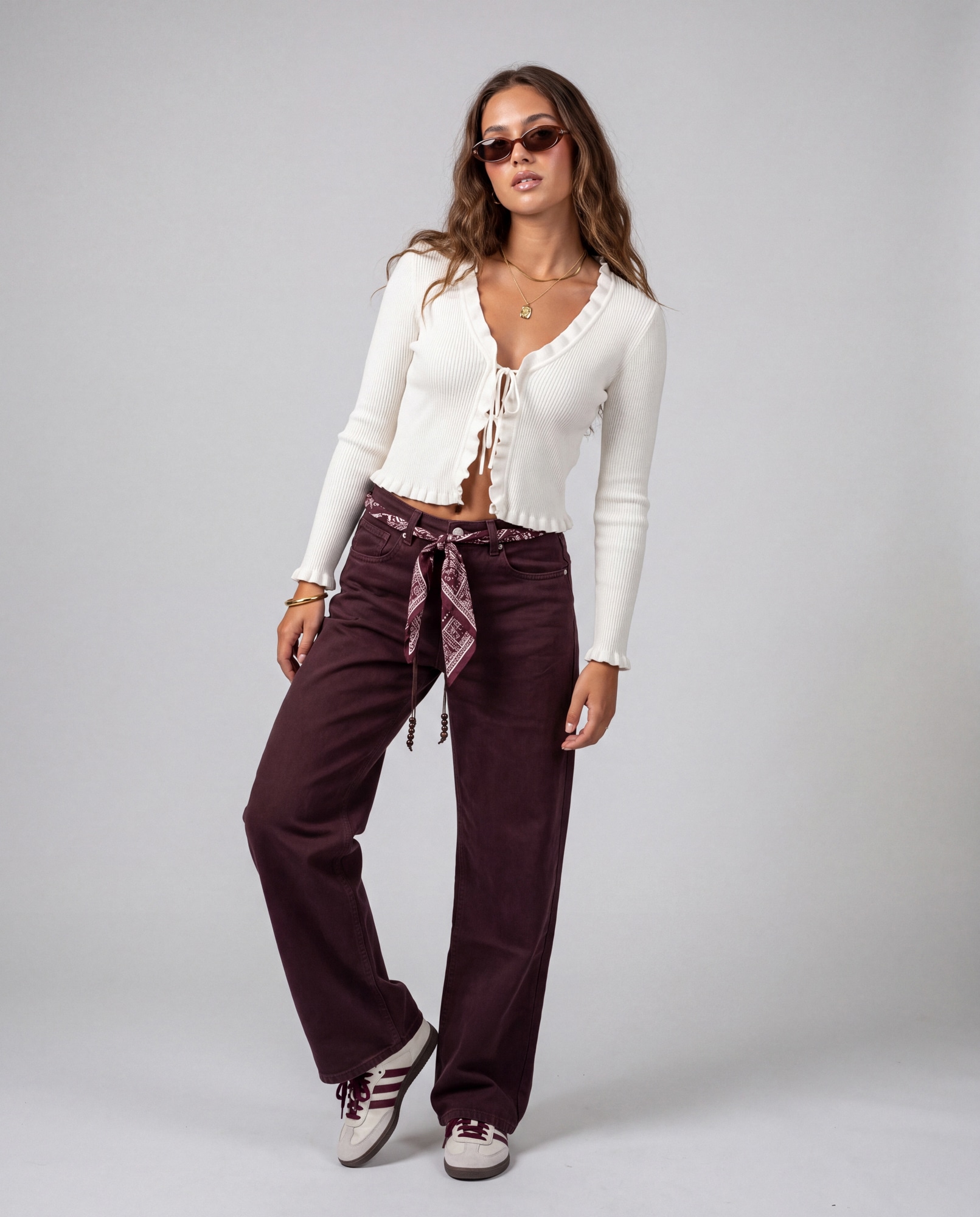 Jeans a palazzo - bordeaux