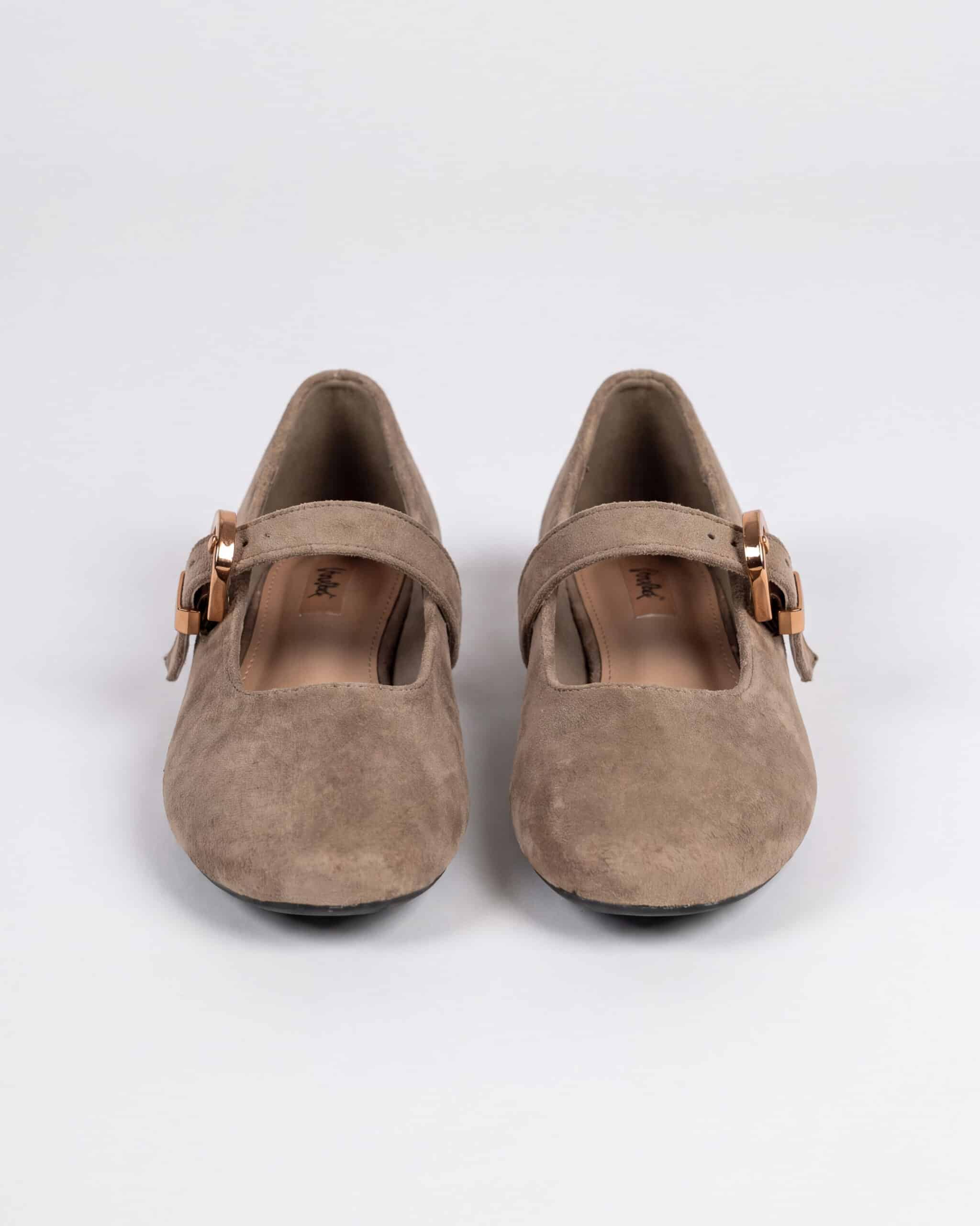 Ballerina scamosciata bassa - beige