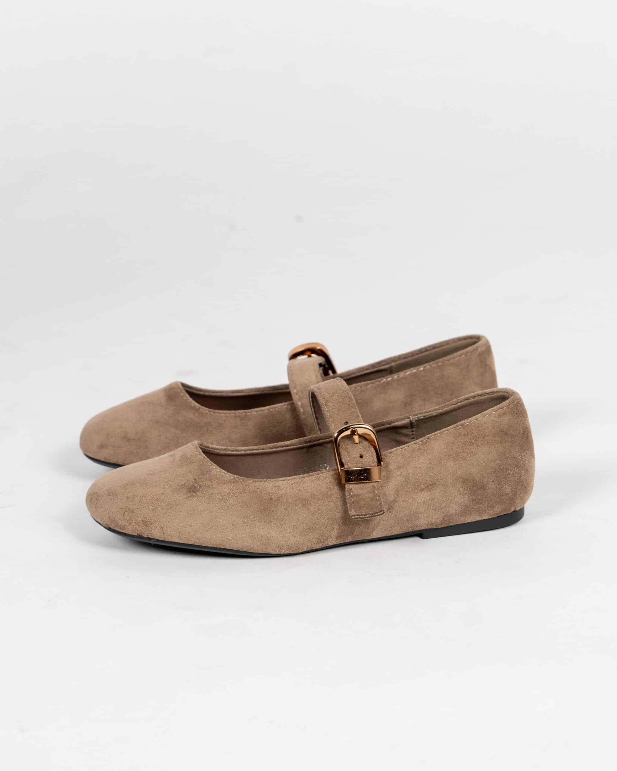 Ballerina scamosciata bassa - beige