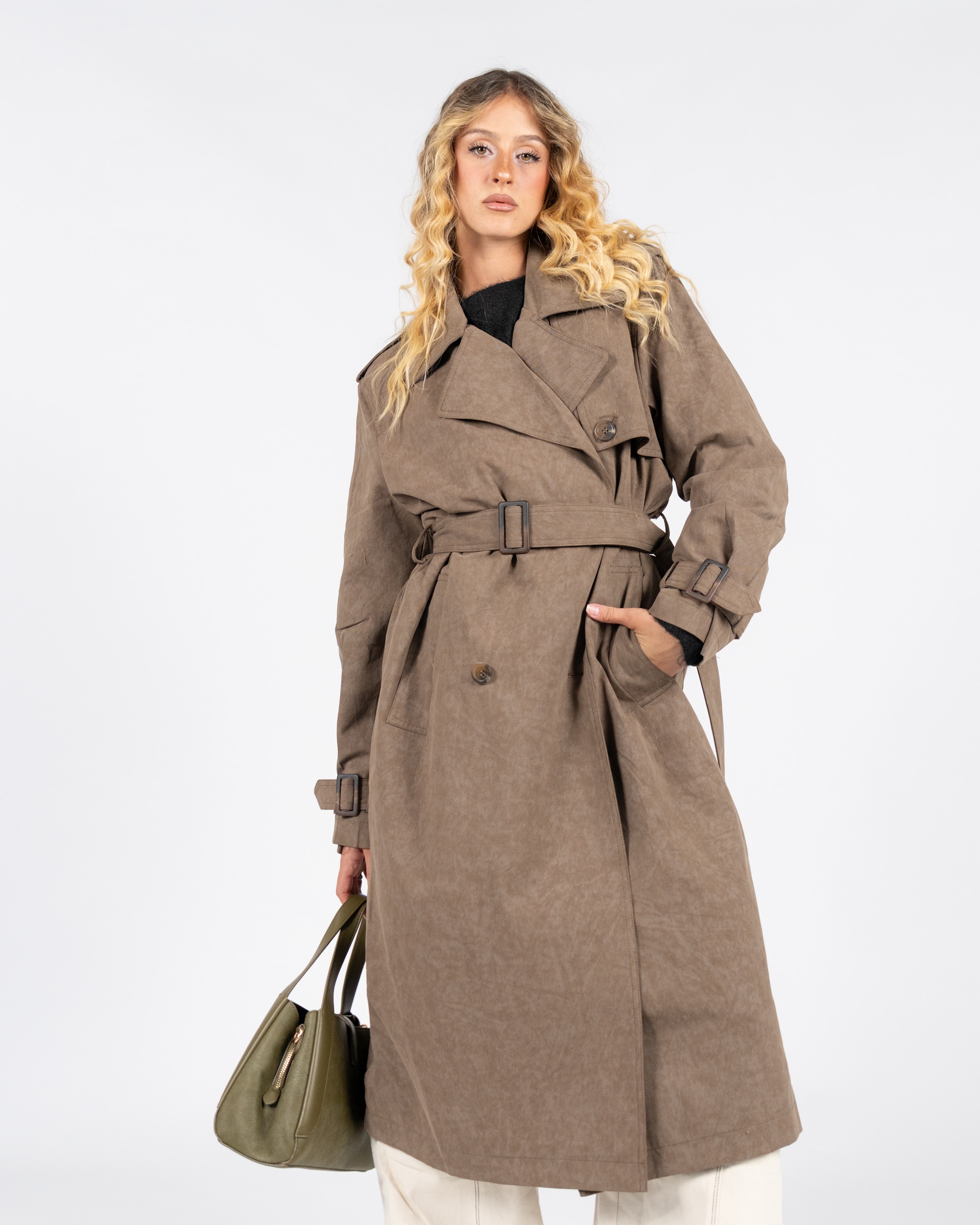 TRENCH CON CINTURA - marrone
