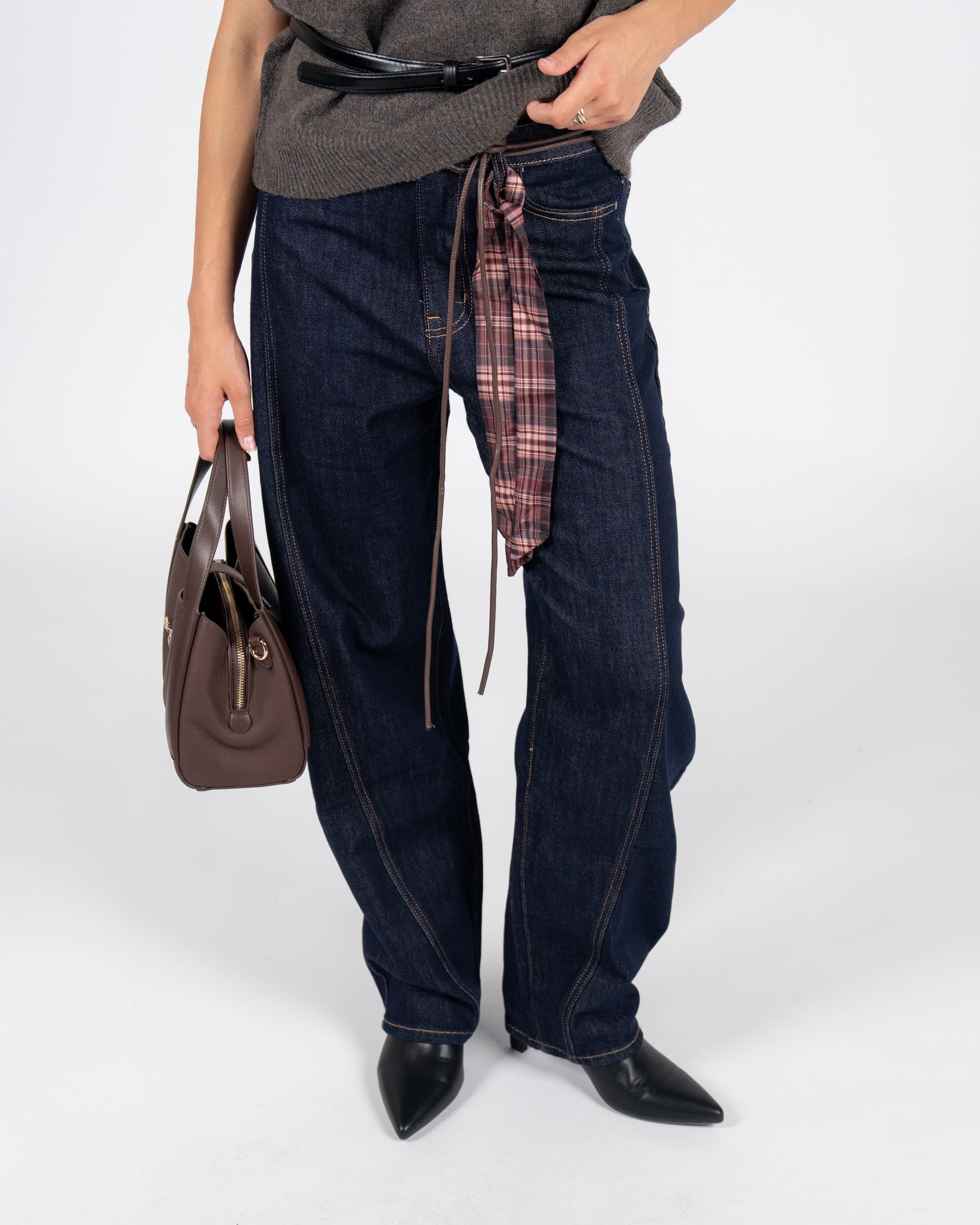 Jeans Balloon con Cintura - blu