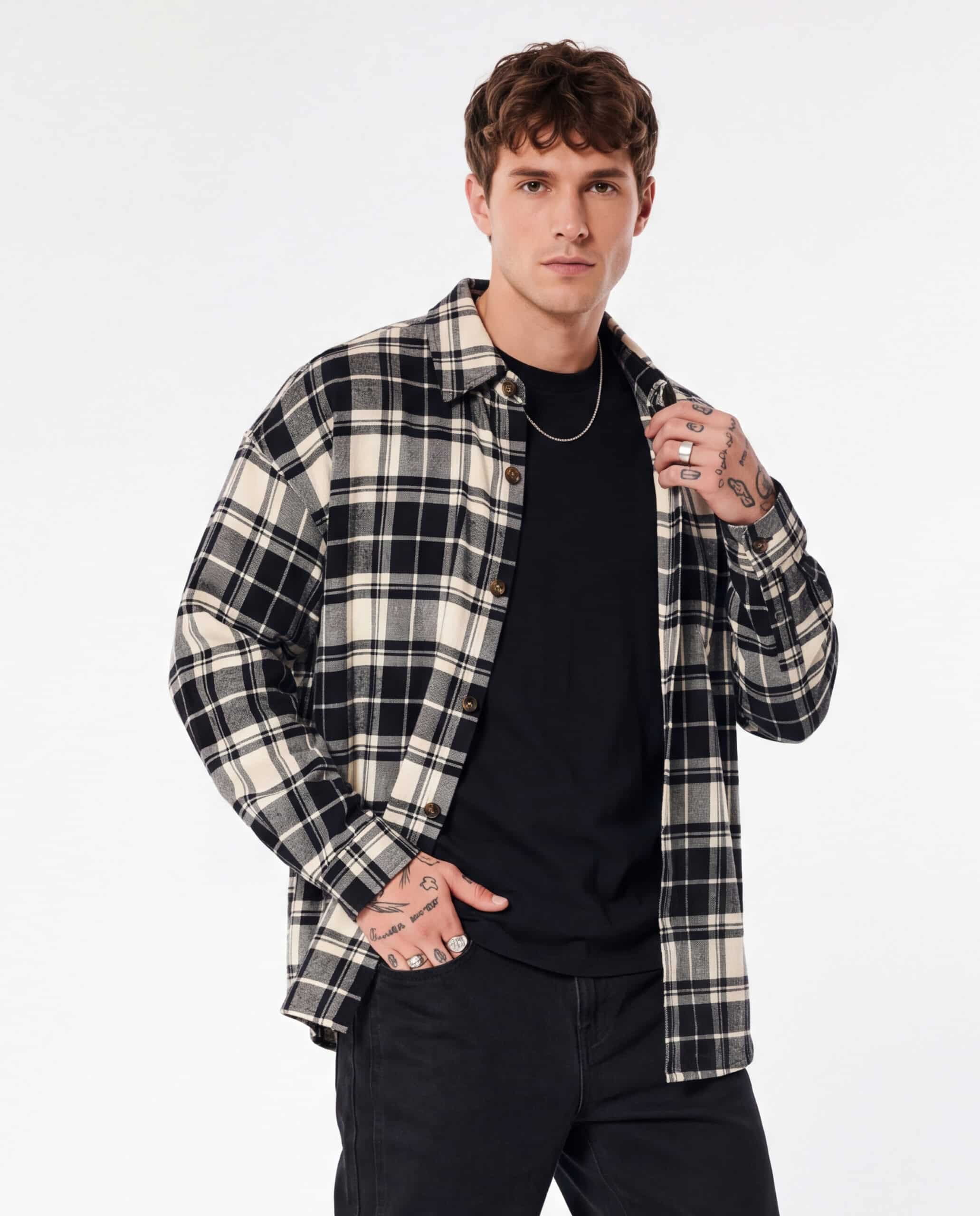 Camicia in flanella - nero