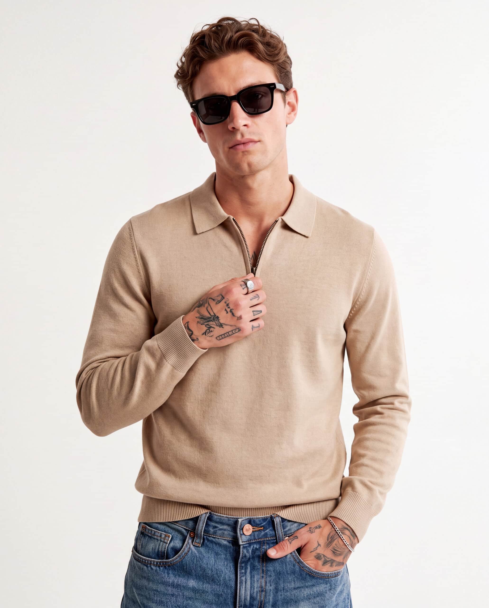 Polo a maniche lunghe con zip