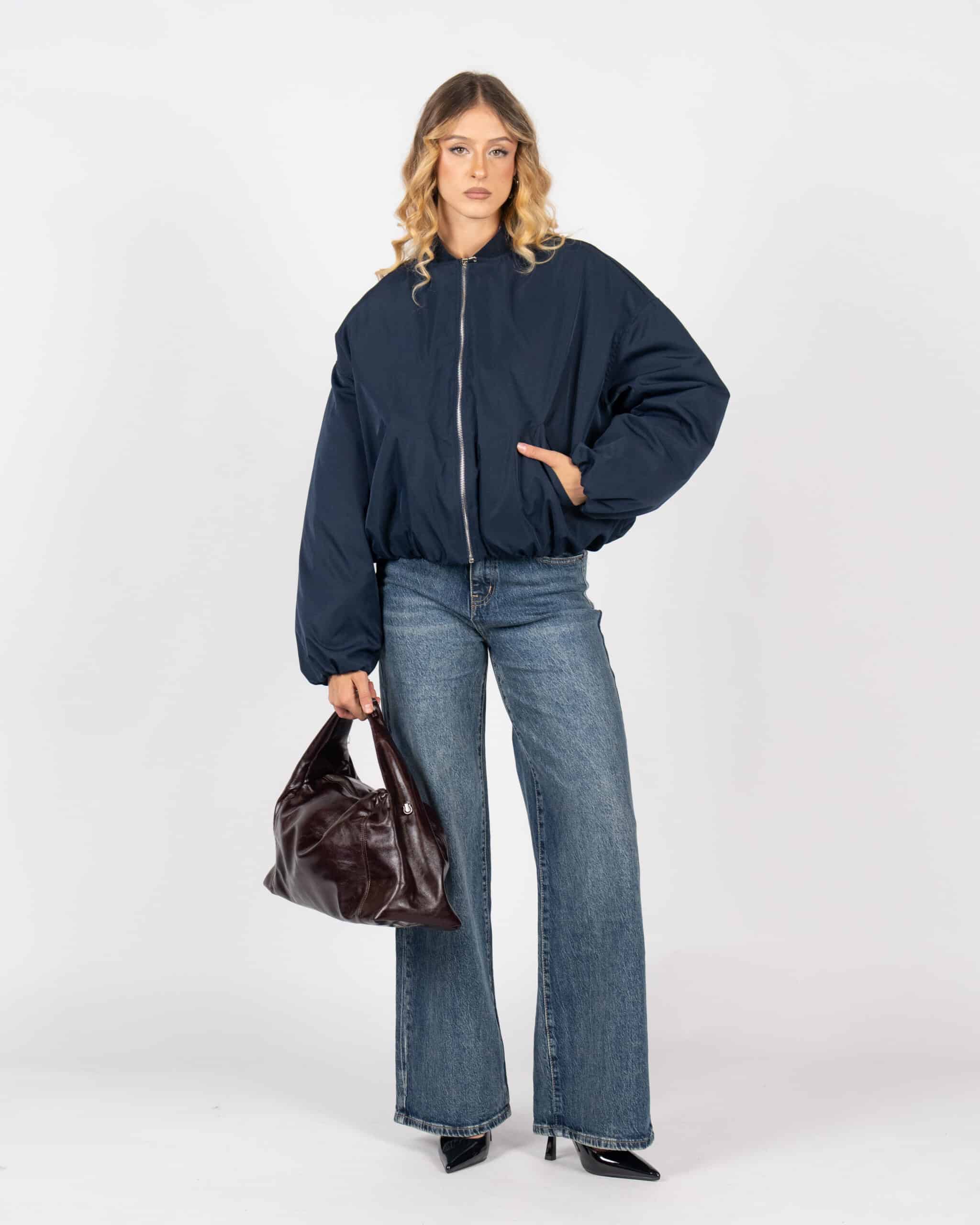 Giacca bomber con zip - BLU